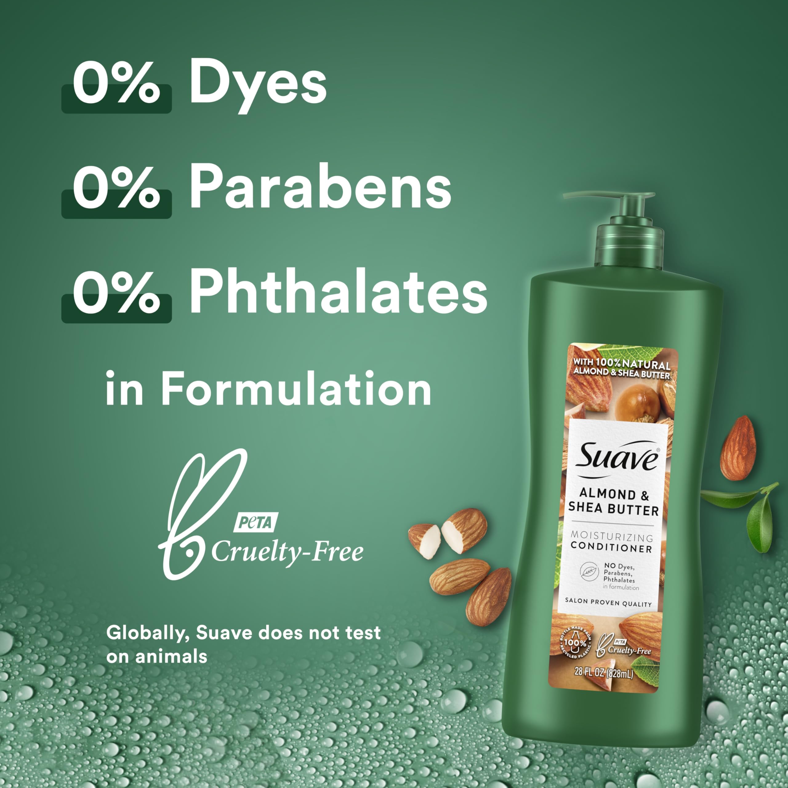 Suave Shampoo and Conditioner Set, Keratin Infusion + Almond & Shea Butter –Frizz Control and Moisturizing Hair Care Bundle, 28 Oz Ea (4 Piece Set)