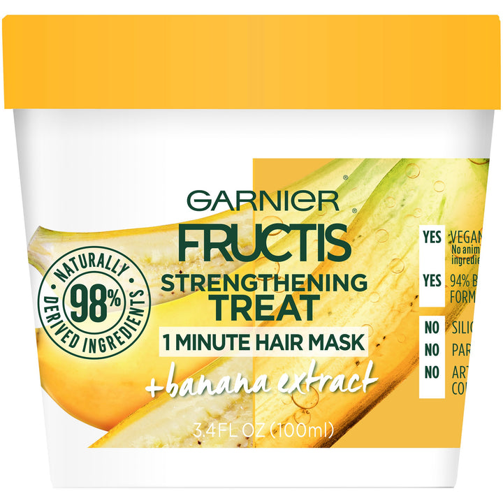Garnier Fructis Strengthening Treat 1 Minute Hair Mask with Banana Extract, 3.4 Fl Oz (Pack of 1)