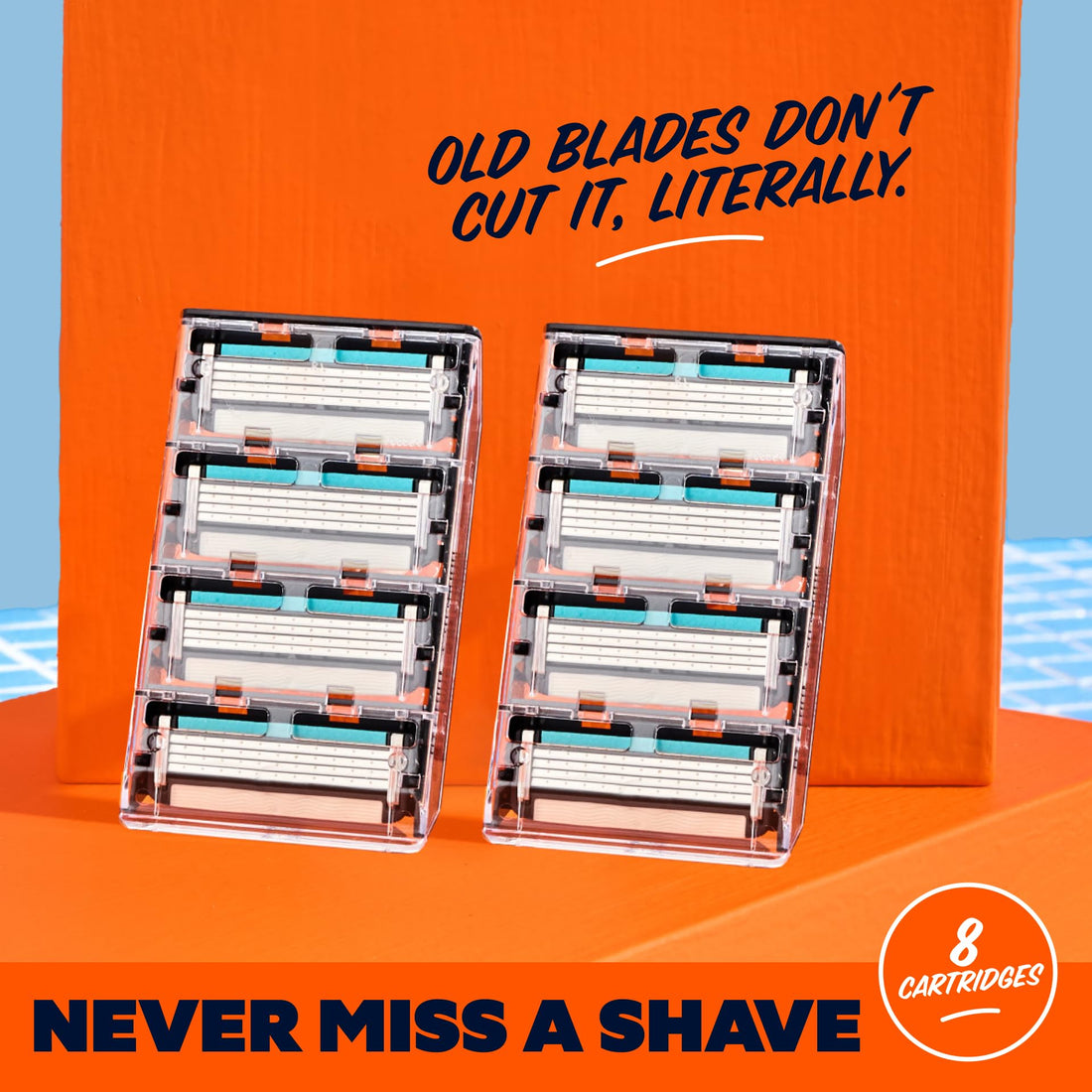 Dollar Shave Club | 4 Blade Razor Refills (8 Pack) | Swift Rinse Blades for Longer and Thicker Hair