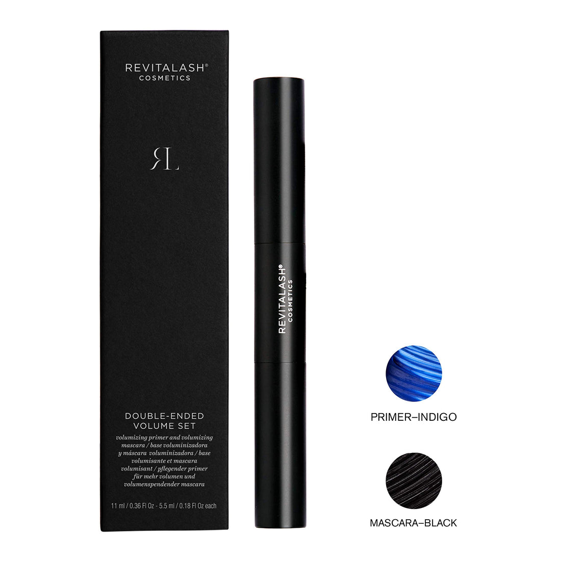 RevitaLash Cosmetics, Double-Ended Volume Set, Eyelash Primer & Mascara, Hypoallergenic & Cruelty Free
