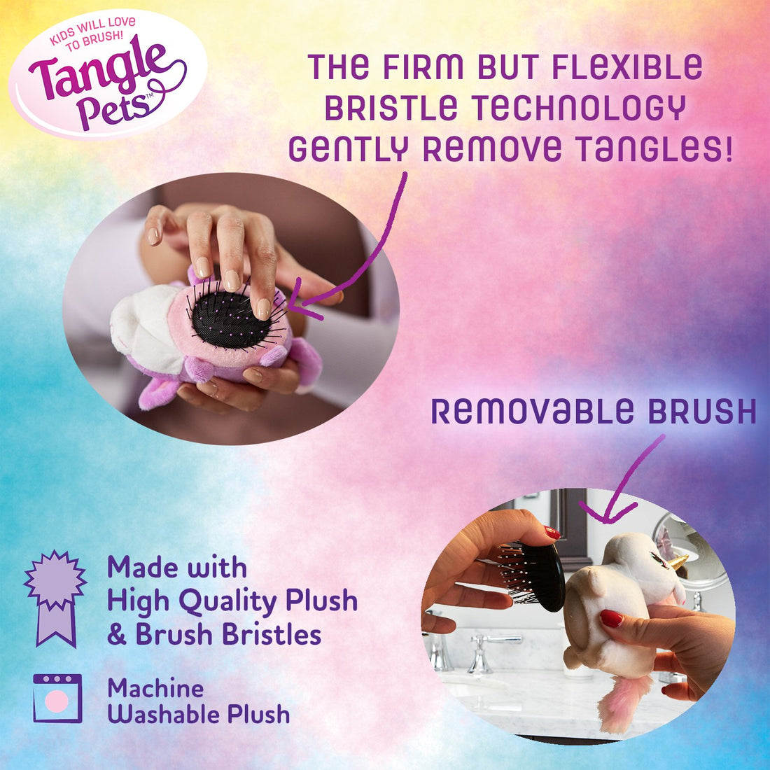 Tangle Pets CUPCAKE THE CAT- The Detangling Brush in a Plush, Great for Any Hair Type.