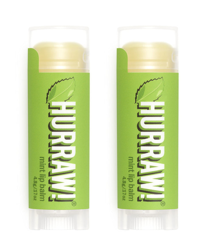 Hurraw! Mint Lip Balm, 2 Pack: Organic, Certified Vegan, Cruelty and Gluten Free. Non-GMO, 100% Natural Ingredients. Bee, Shea, Soy and Palm Free. Made in USA