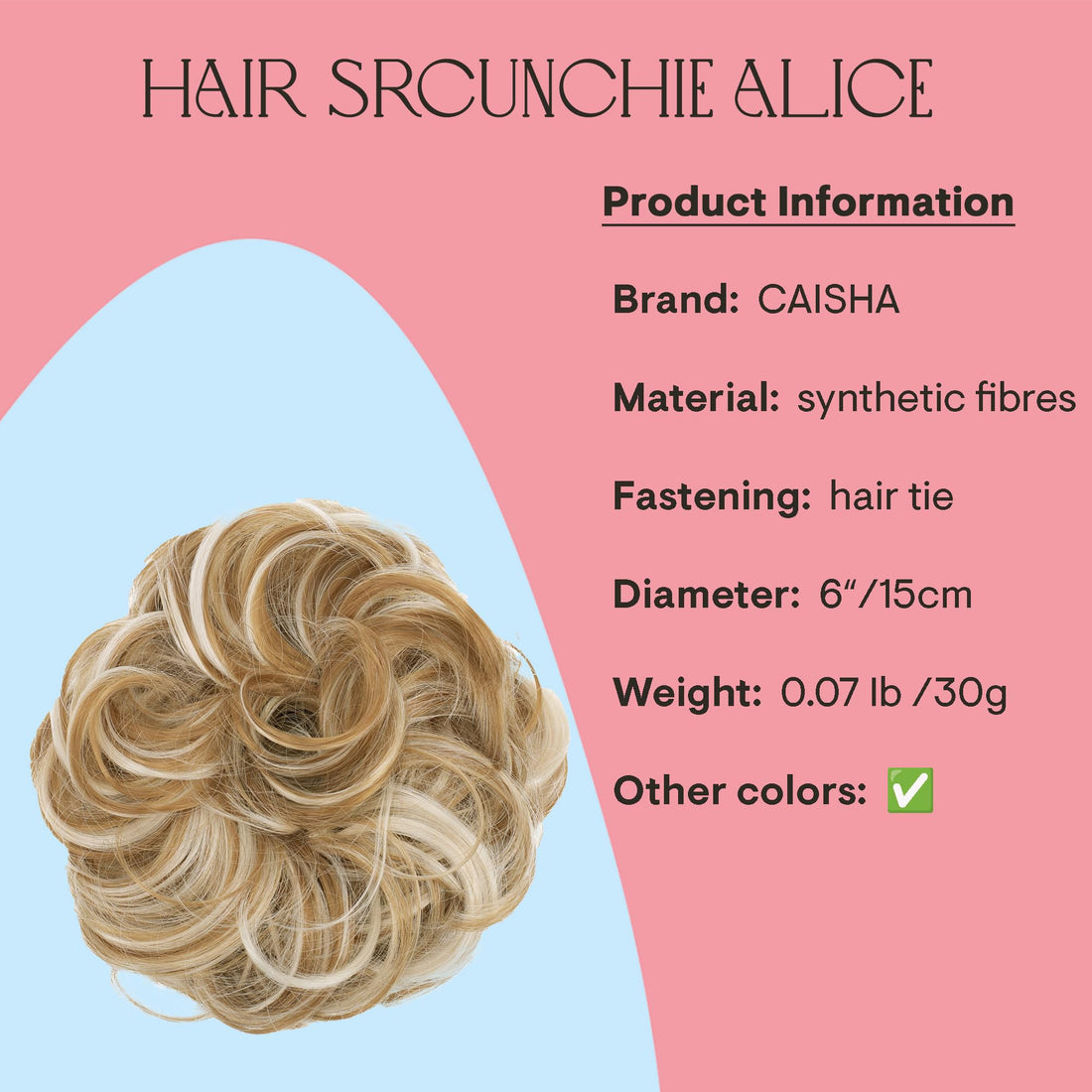 honig blonde mix 26H613 : PRETTYSHOP Scrunchie Scrunchy Bun Up Do Hair piece Hair Ribbon Ponytail Extensions Wavy Curly or Messy Verious Colors (honig blonde mix 26H613)