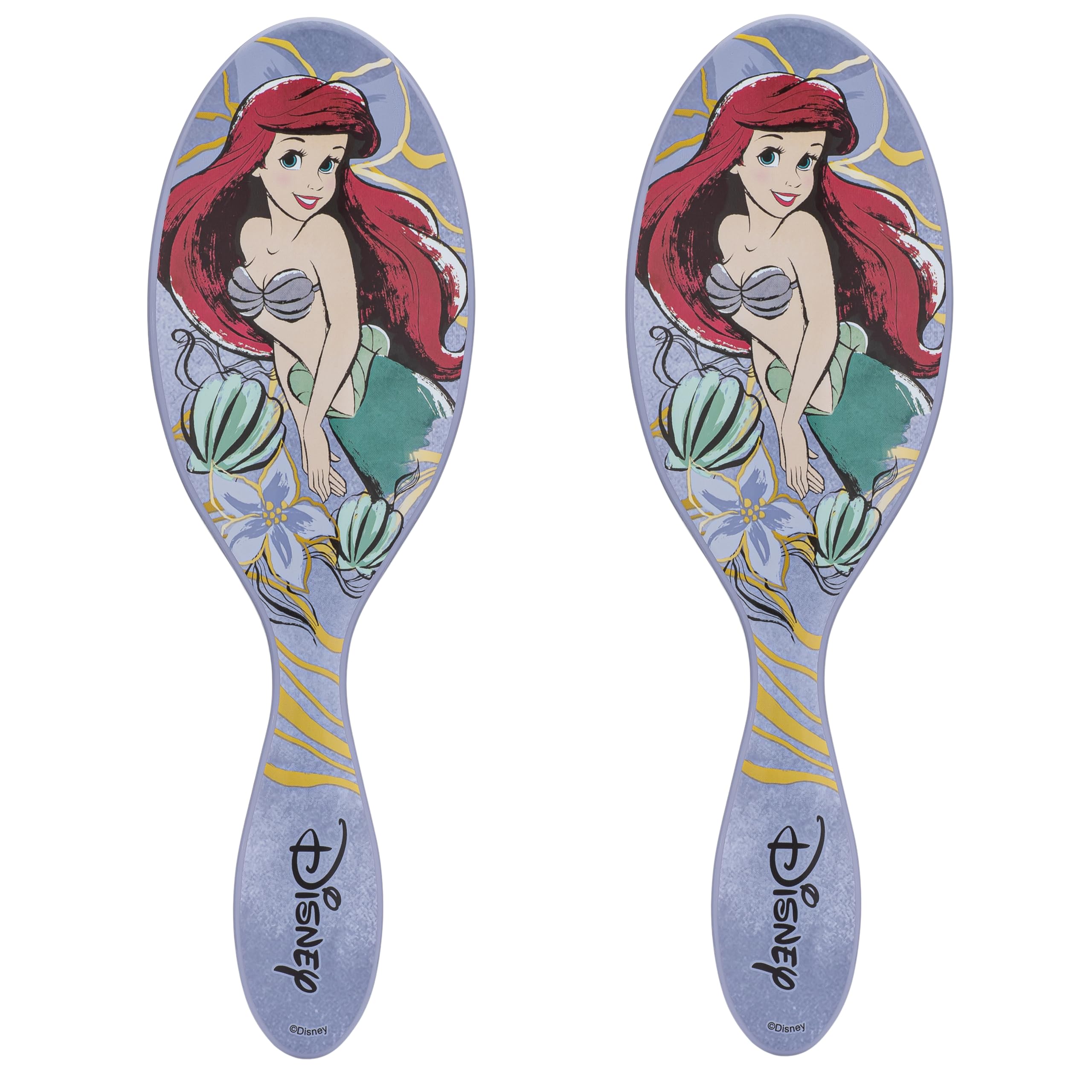 Wet Brush Disney Original Hair Detangler, Ariel (Elegant Princess), Ultra-Soft IntelliFlex Bristles, Detangling Brush Glides Through Tangles (Wet Dry & Damaged Hair), Women & Men (Pack of 2)