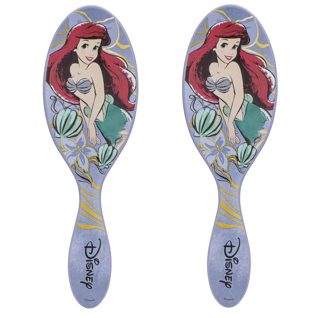 Wet Brush Disney Original Hair Detangler, Ariel (Elegant Princess), Ultra-Soft IntelliFlex Bristles, Detangling Brush Glides Through Tangles (Wet Dry & Damaged Hair), Women & Men (Pack of 2)