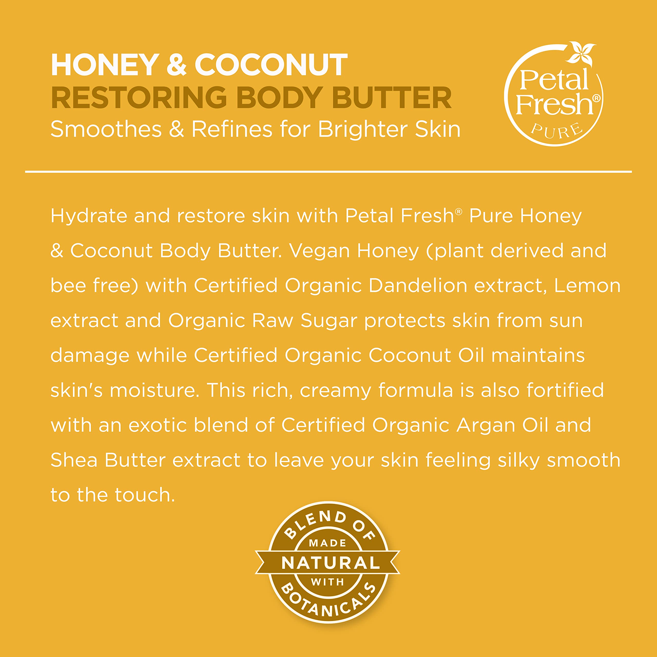 Petal Fresh Pure, Restoring Body Butter, Heals, Repairs & Protects Skin with Honey & Coconut Oil, 8 Fl oz