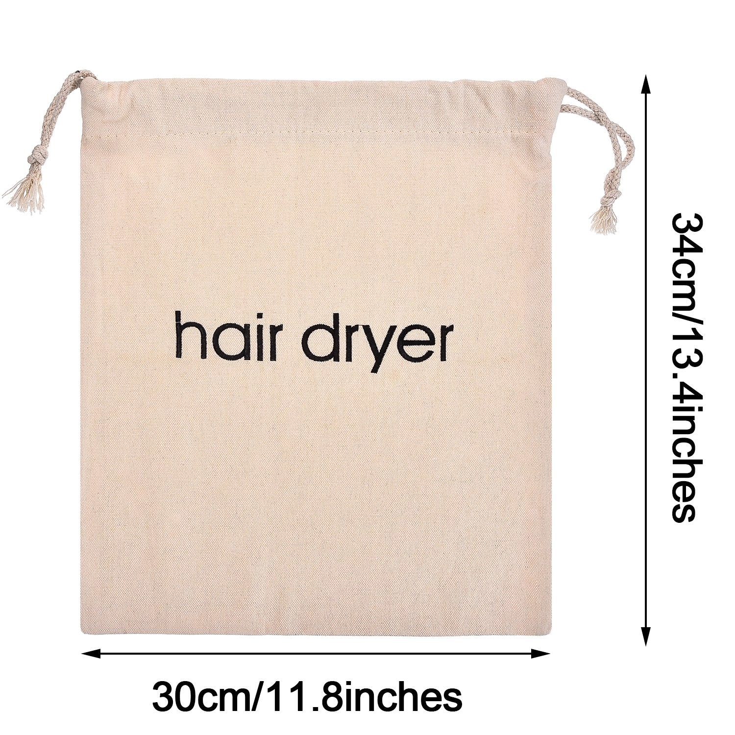 Bememo Hair Dryer Bags Cotton Drawstring Bag Container Hairdryer Bag, 11.8 by 13.8 Inch, Beige