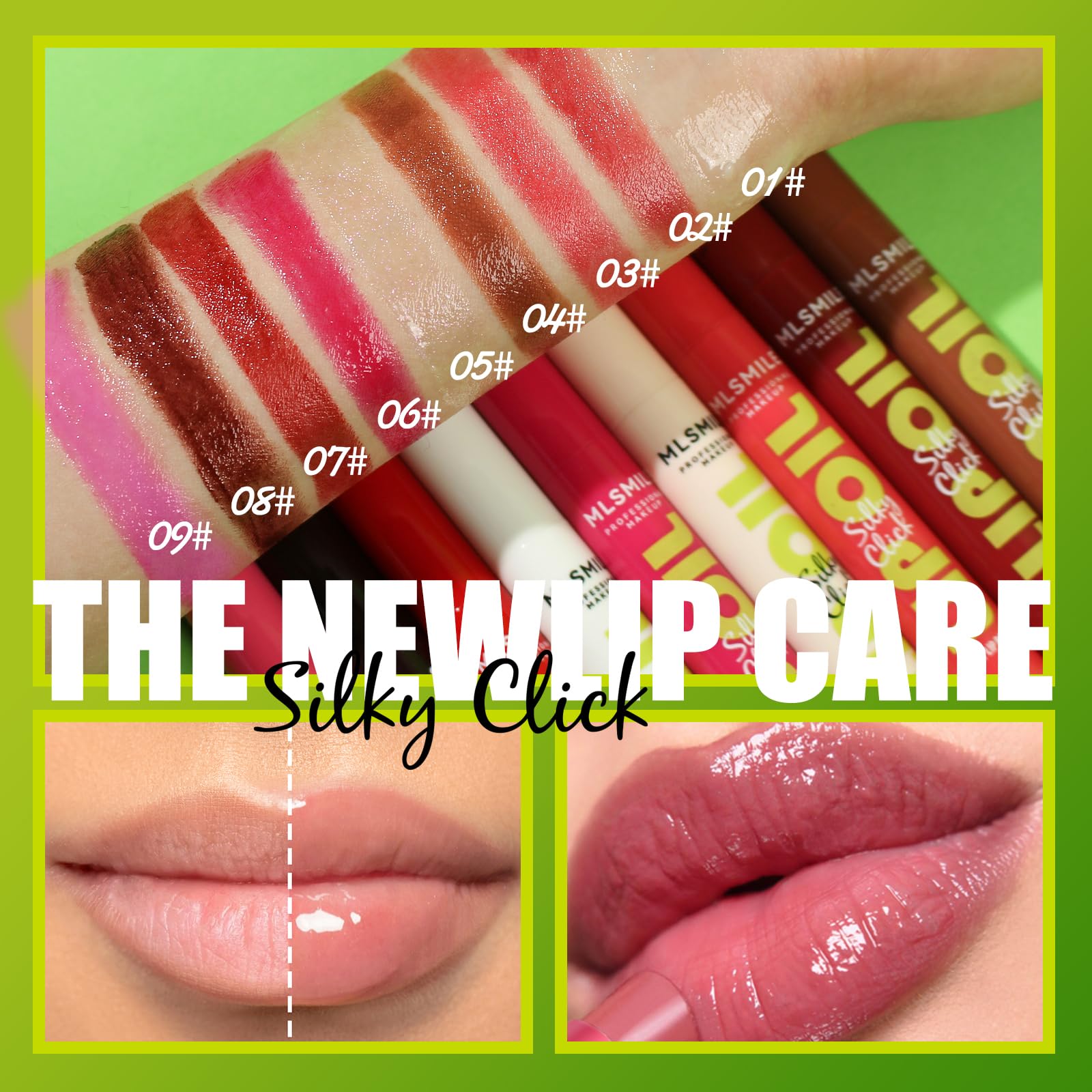 3 Colors Fat Lip Oil Slick Click Press Lipstick, Moisturizing Lip Balm Korean Shining Mirror Lip Gloss Nourishing Solid Lip Glaze, Plump Your Lips, High Pigmented Vegan Lip Oil Non-Sticky (A#)