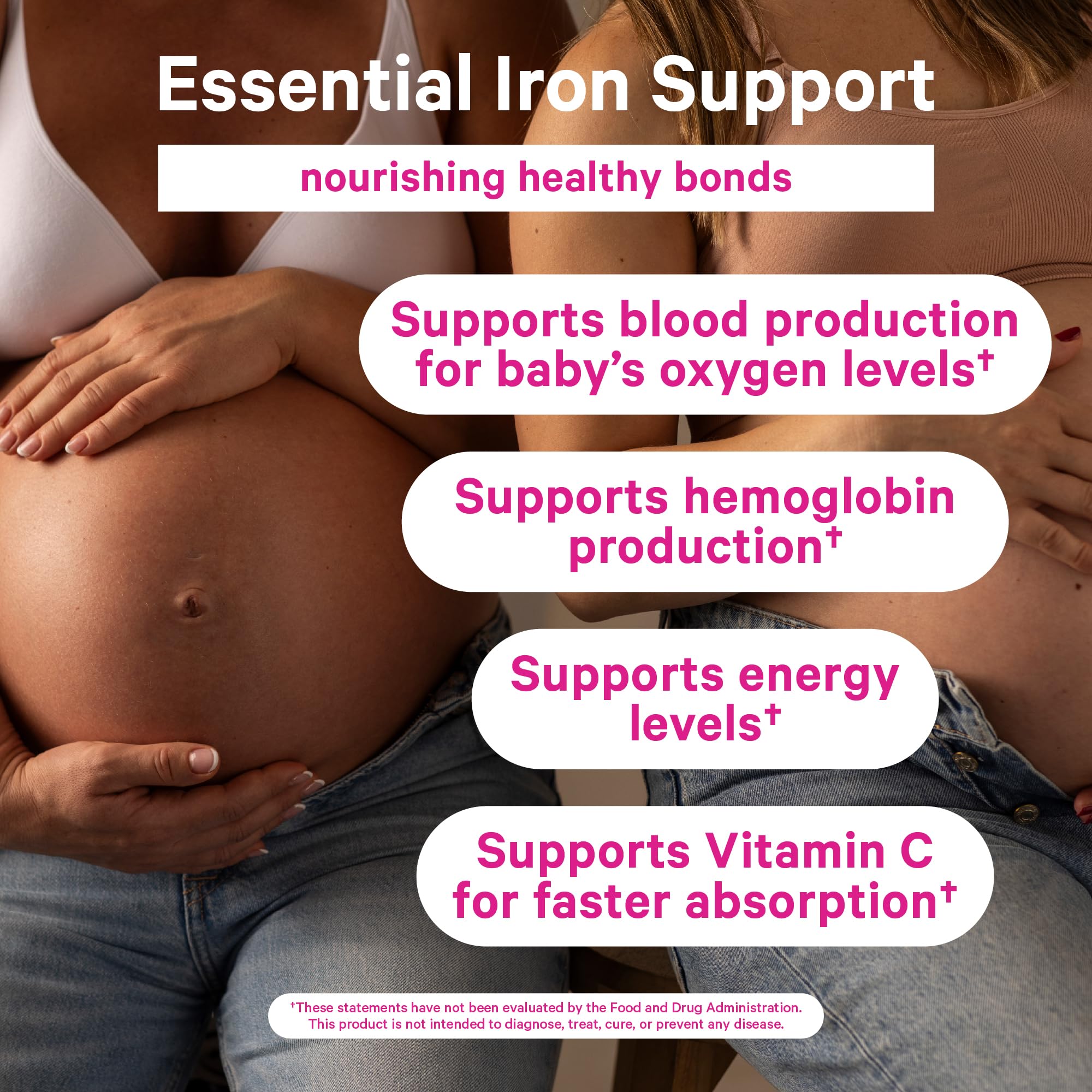 Pink Stork Prenatal Iron Supplement Gummies for Women - 20 mg with Vitamin C - Grape Chewable for Deficiency, Energy, & Blood Builder - 60 Gummy Chews