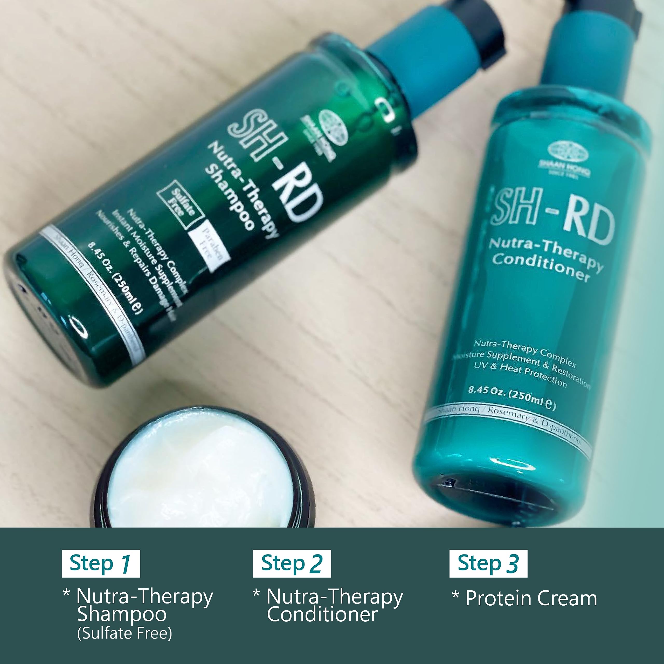 SH-RD Nutra-Therapy Shampoo for Dry, Damaged, Color-Treated, Frizzy & Bleached Hair | Repair Treatment with Proteins for Split Ends & Moisture | Sulfate-Free - 8.45oz/250ml