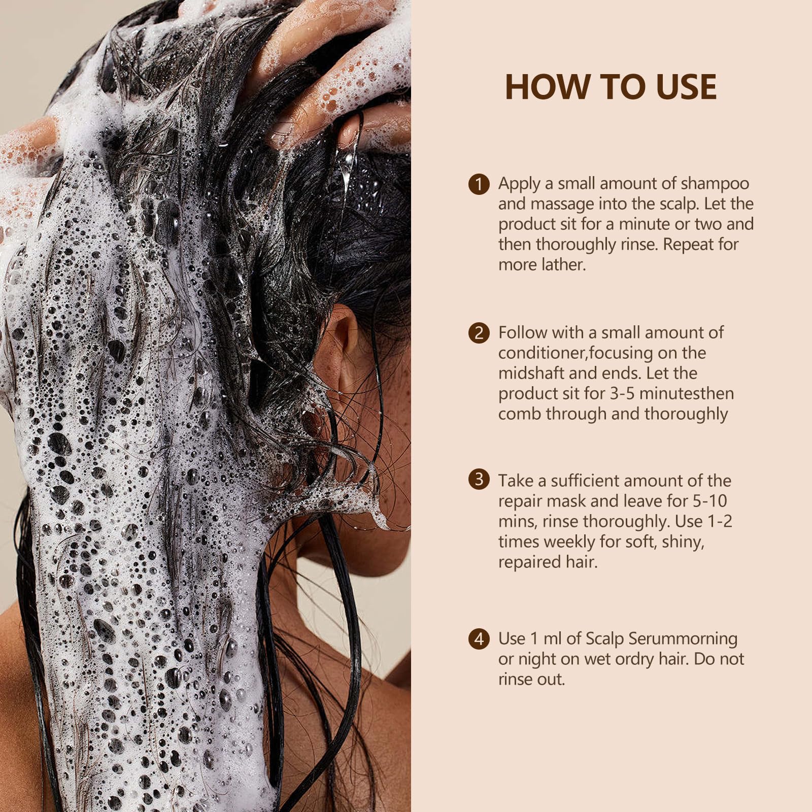 AESTHTANY Morocco Argan Oil Hair Care Travel Kit Rich Moisture Shampoo & Conditioner + Repair Hair Mask + Hair Care Essential Oil(4 Piece Set)