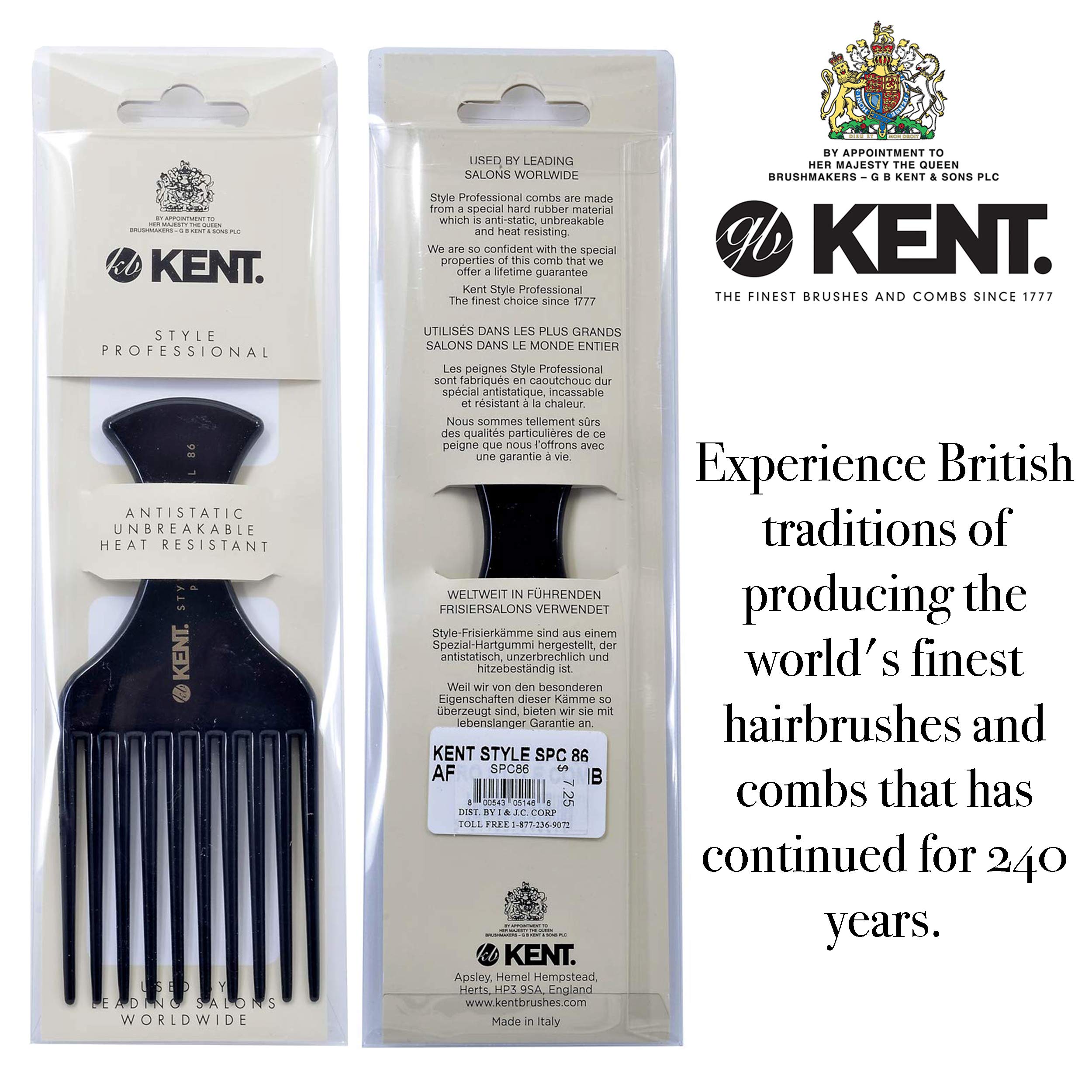 Kent Prong Afro Detangling Comb, Black