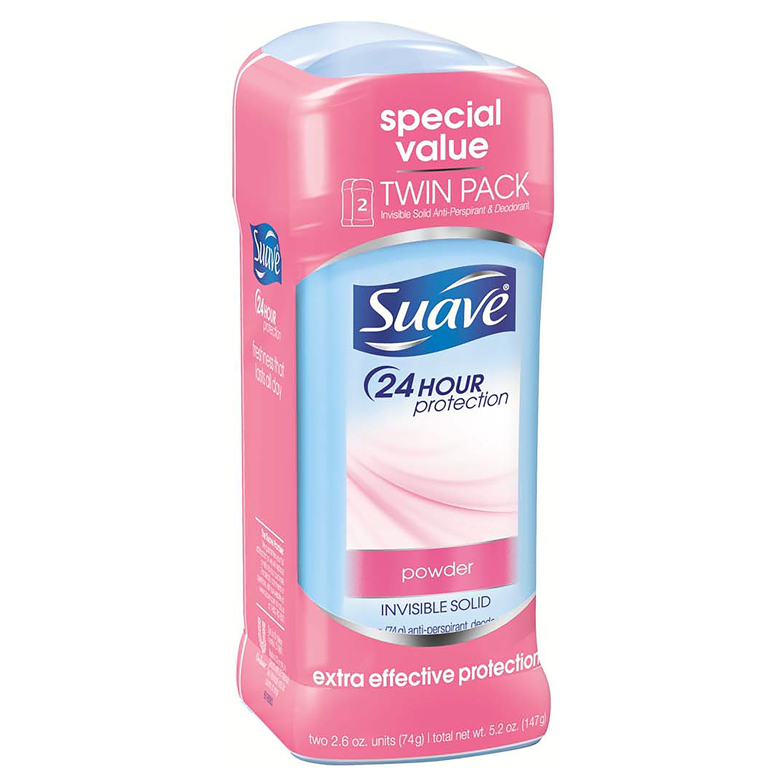 Suave 24 Hour Protection Invisible Solid Deodorant for Women, Powder - 5.2 oz - 4 pk