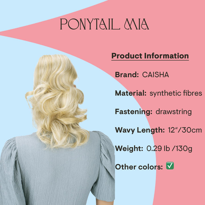 PRETTYSHOP Hair Piece Ponytail Drawstring Extension Wavy Voluminous Nature Looking Heat-Resisting 16 light blonde mix # 22H613A PH221