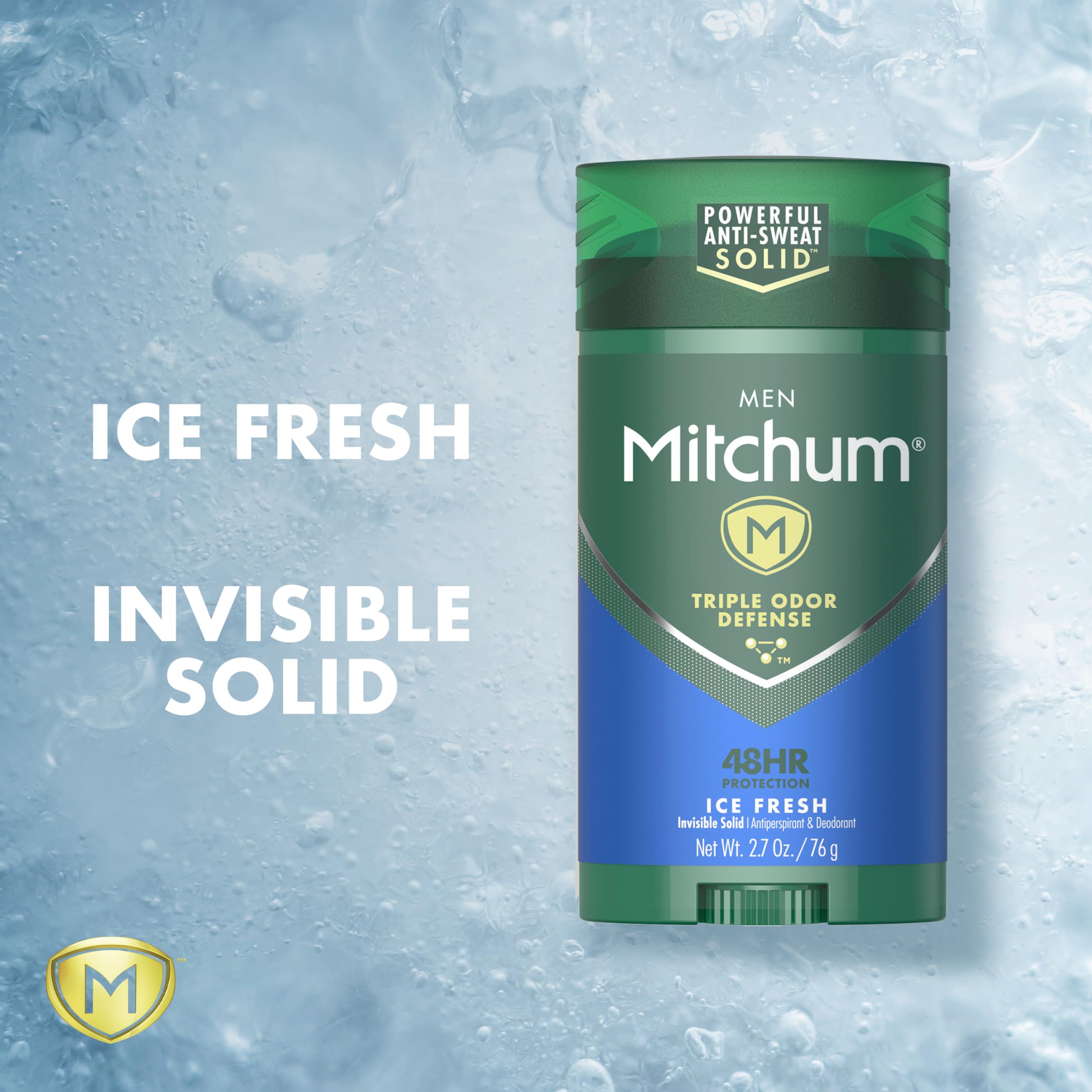 Mitchum Men's Deodorant, Antiperspirant Stick, Triple Odor Defense Invisible Solid, 48 Hr Protection, Dermatologist Tested, Ice Fresh, 2.7 Oz (Pack of 2)