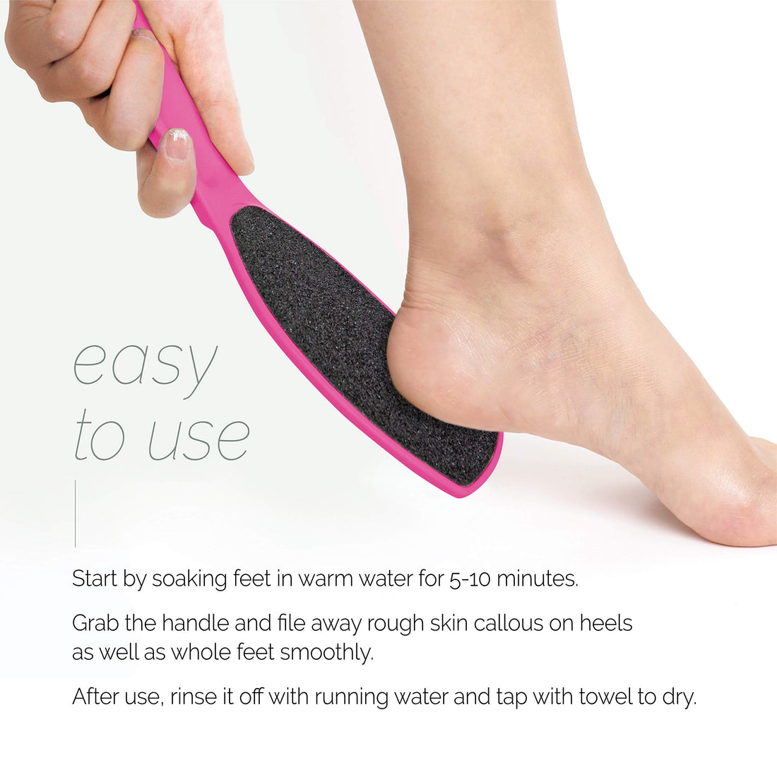 F3 Systems, Wide Emery Foot File, Double-Sided Pedicure Tool, Colossal Foot File for Men & Women, Effective for Cracked Heel, Callus Remover, Foot Scrubber, Professional Foot File,(Hot Pink)