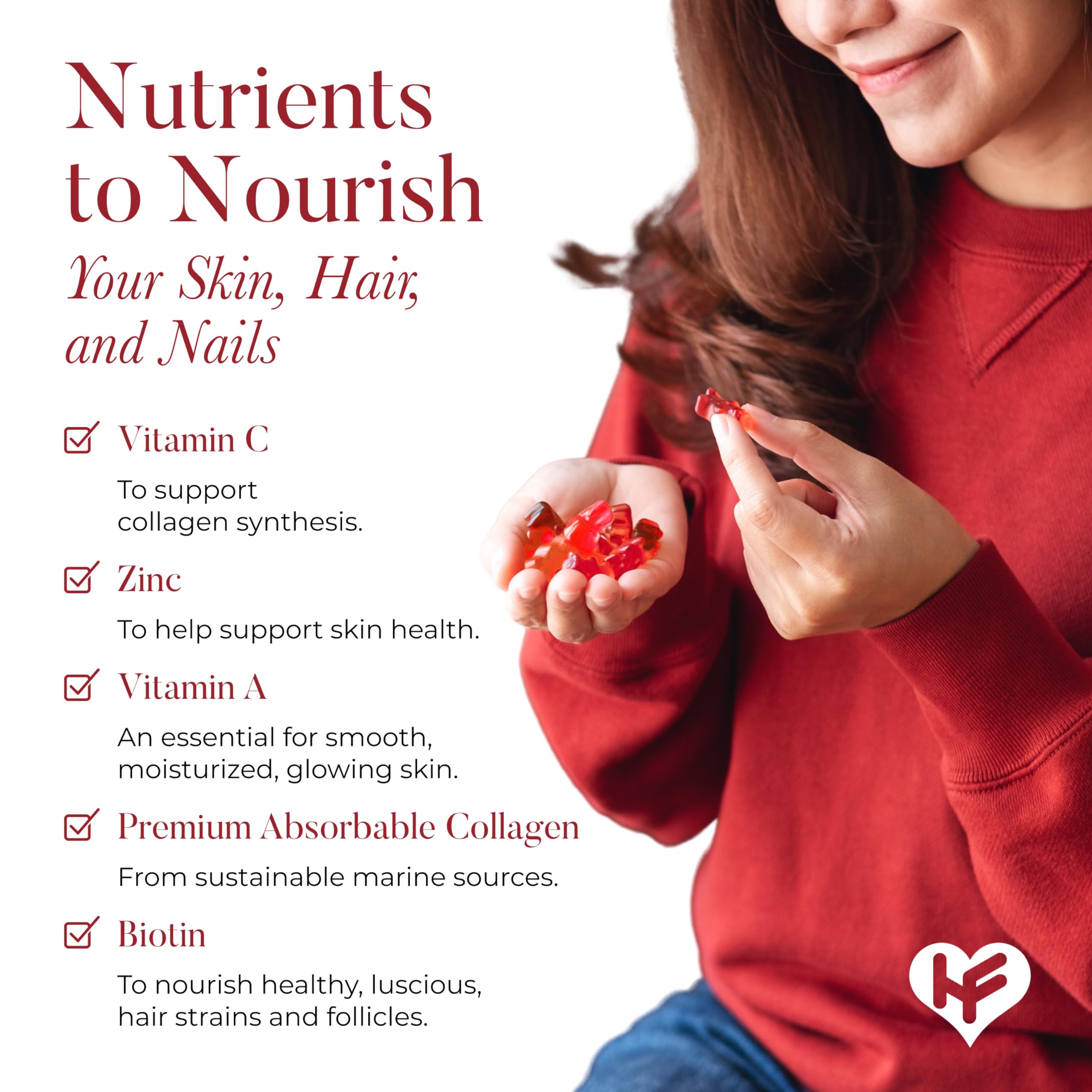 HealFast Rejuvenate Vitamin and Mineral Gummy Supplement - Collagen Gummies + Vitamins, Biotin, and Zinc - Anti Aging Beauty & Skin Supplement Clinically-Studied & Physician Formulated - 60 Count