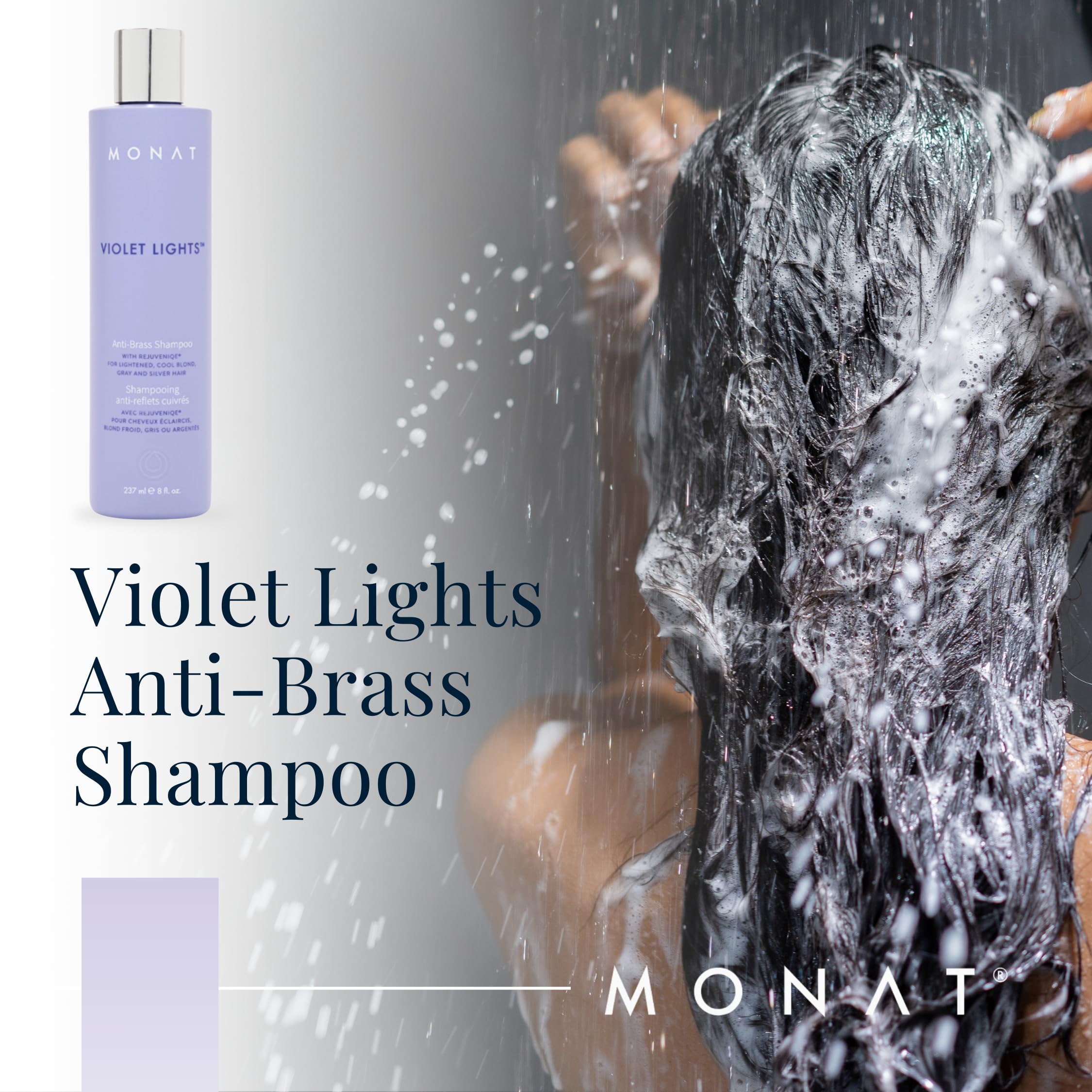 MONAT Violet Lights Anti-Brass Shampoo – Subtly Illuminates Hair – Advanced Toning Formula – Vibrant & Manageable Results – Gentle Cleansing for Radiant Locks – Enriched with REJUVENIQE®