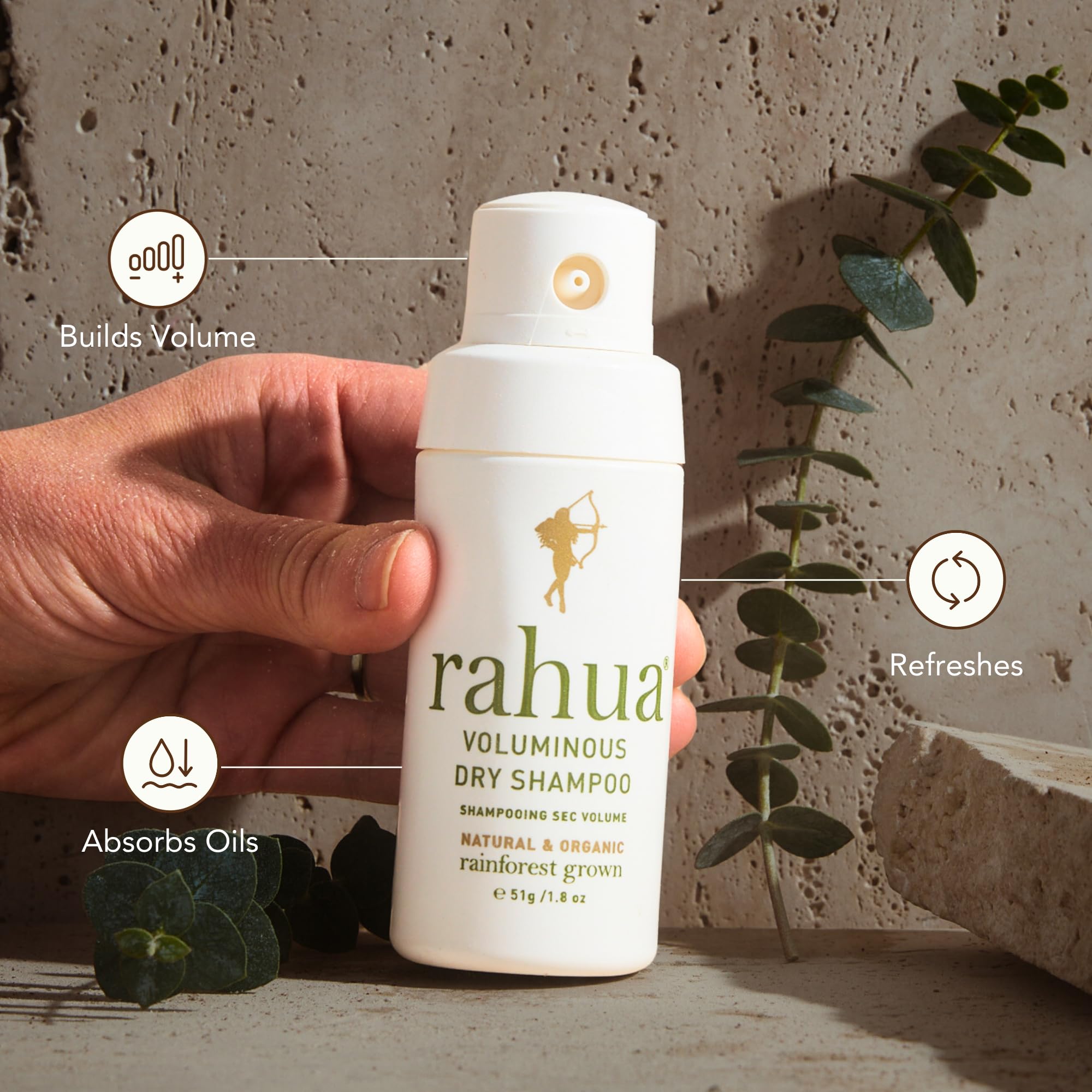 Rahua Voluminous Dry Shampoo Spray 1.8 Fl Oz, Long Lasting Dry Hair Shampoo Texture Spray for Clean Hair, Styling, Instant Texture & Volume, with Nourishing Natural, Plant-Based Derived Ingredients