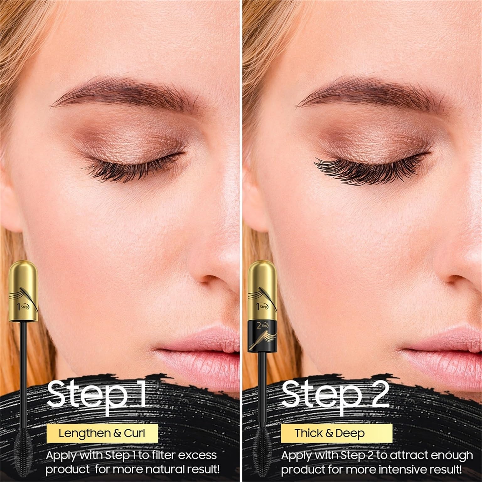 Tubing Mascara Instant Extensions, Black 2-1 Defining and Lengthening Mascara for Dramatic Lashes, Vegan & Cruelty | No Flaking and No Clumping (Pack of 1)