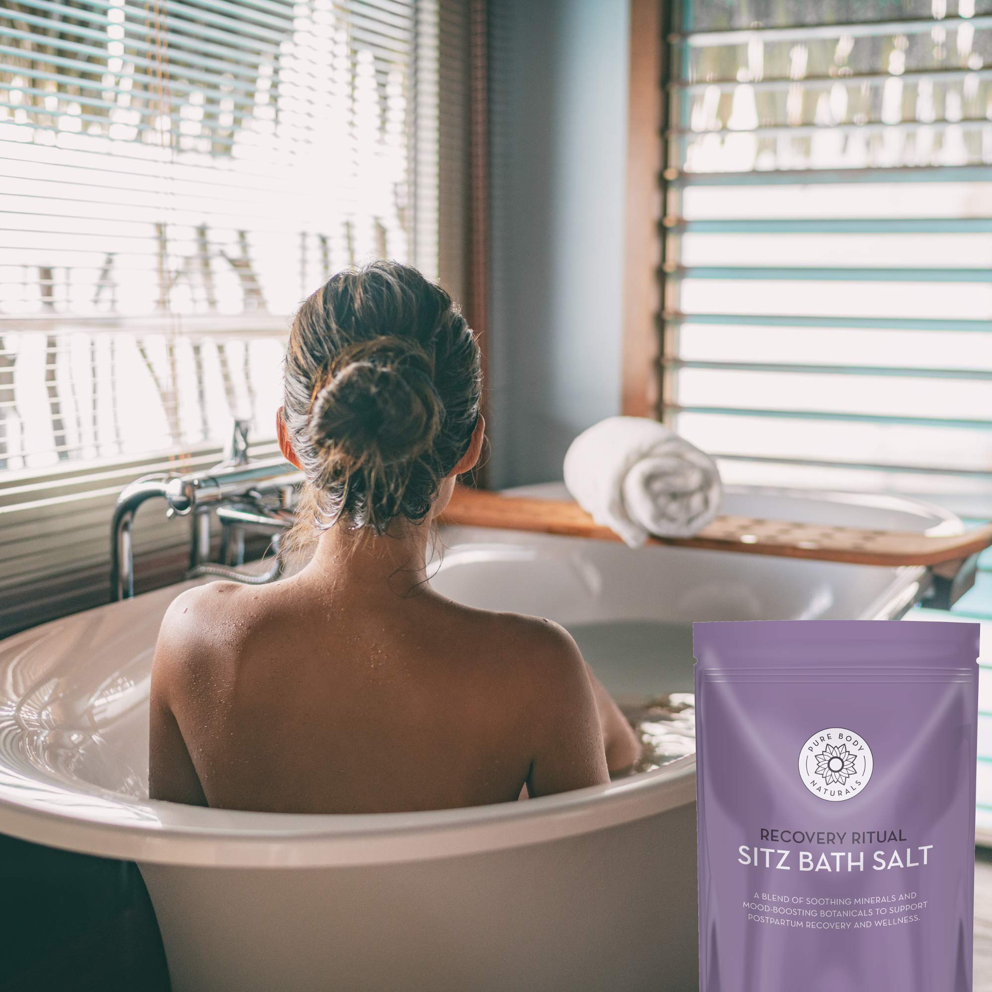 Pure Body Naturals Sitz Bath Salt – Postpartum Care and Hemorrhoid Comfort – Natural Soak for Self Care and Hemorrhoid, Post Partum Essentials, 32 Oz