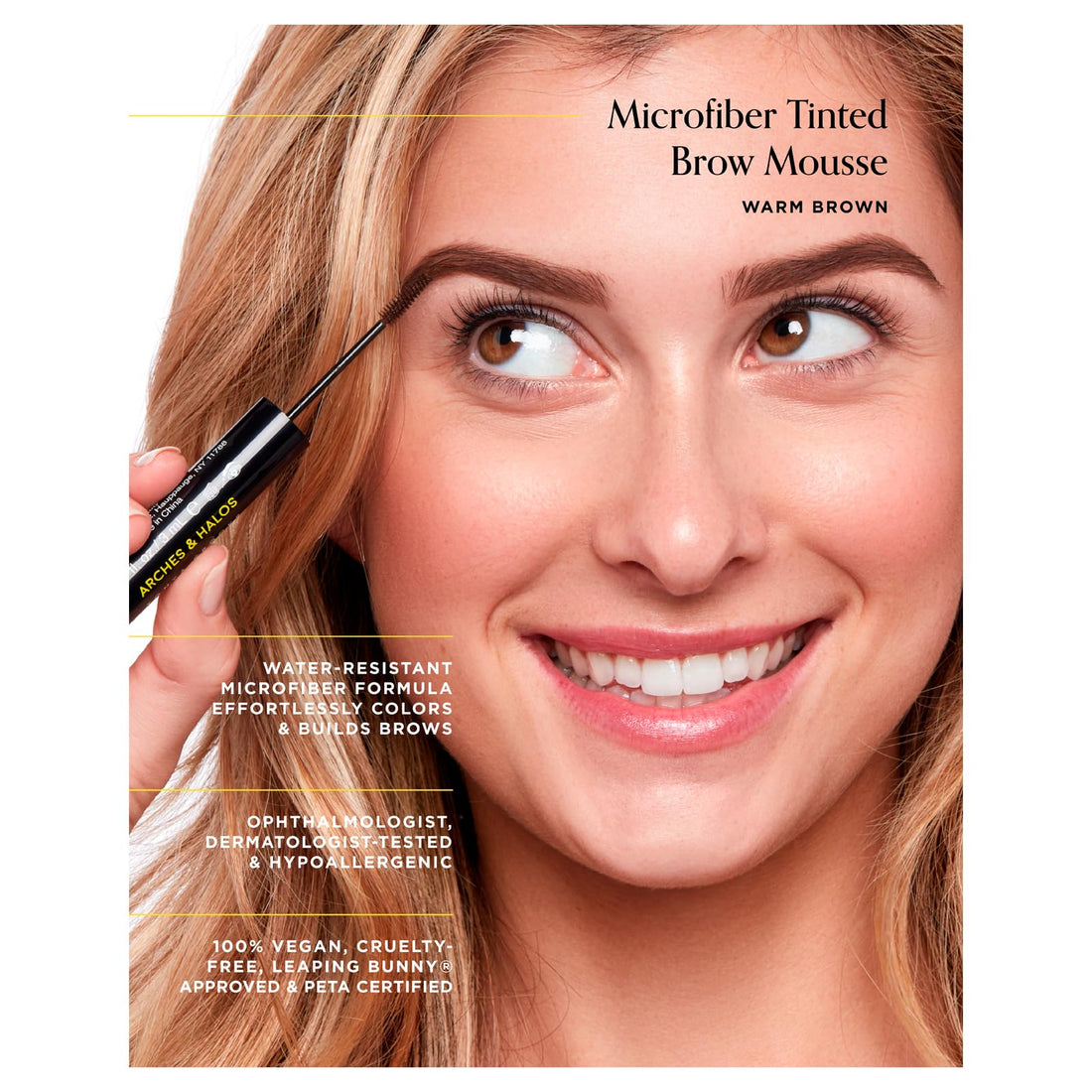 Arches & Halos Microfiber Tinted Brow Mousse in Warm Brown, 0.11 oz