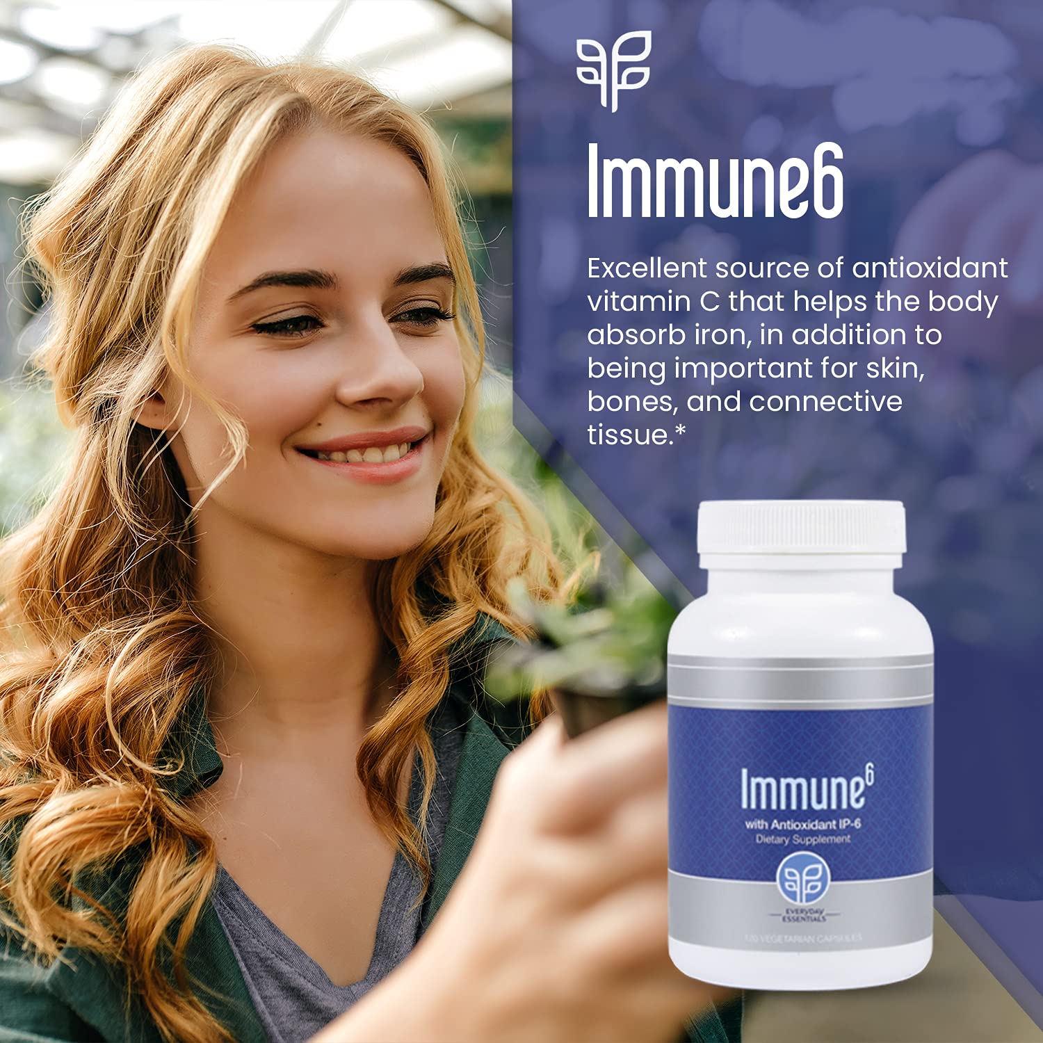 PURE Immune6 120 Capsules - Immune Support Supplement with Antioxidant Inositol Hexaphosphate IP6, Selenium Supplement + Iron with Vitamin C and D3. Boost Immunity with Our Multi Vitamin.