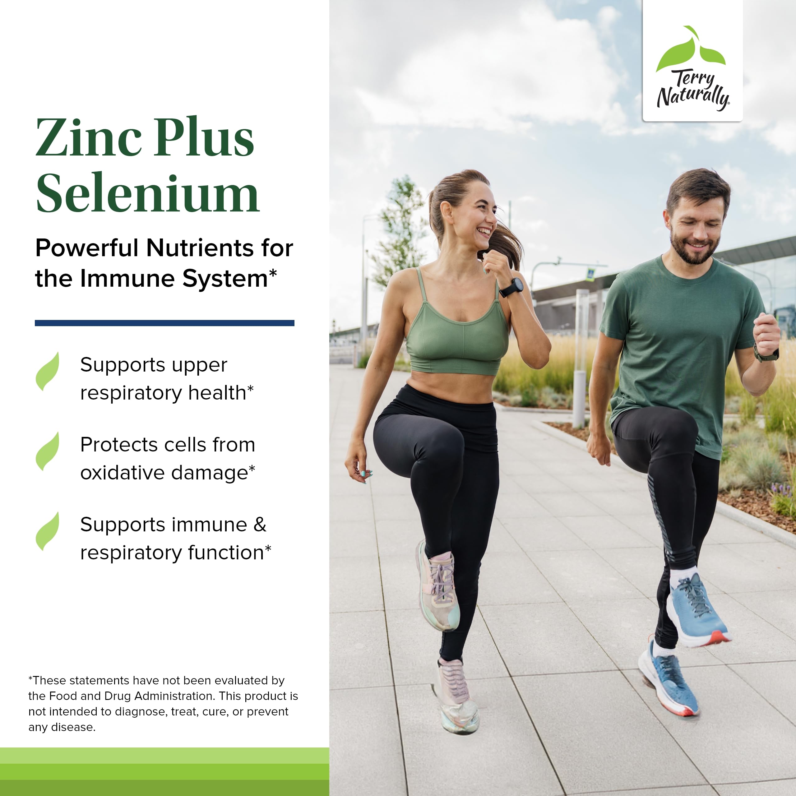 Terry Naturally Zinc Plus Selenium - 60 Capsules - Immune Support, Respiratory Function, Cellular Protection - Non-GMO, Vegan - 60 Servings