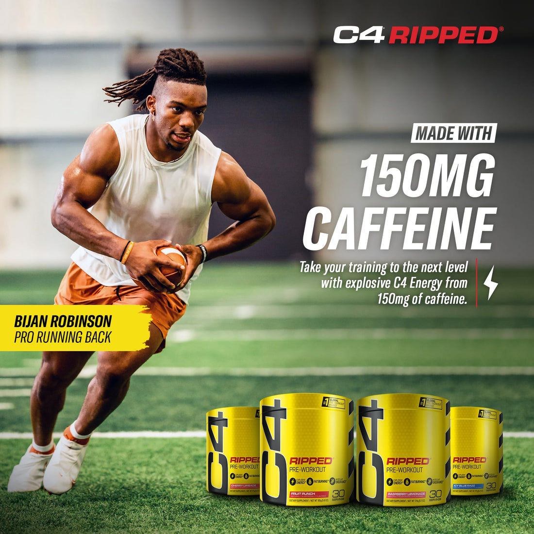 Cellucor C4 Ripped Pre Workout Powder Fruit Punch - Creatine Free + Sugar Free Preworkout Energy Supplement for Men & Women - 150mg Caffeine + Beta Alanine + Weight Loss - 30 Servings