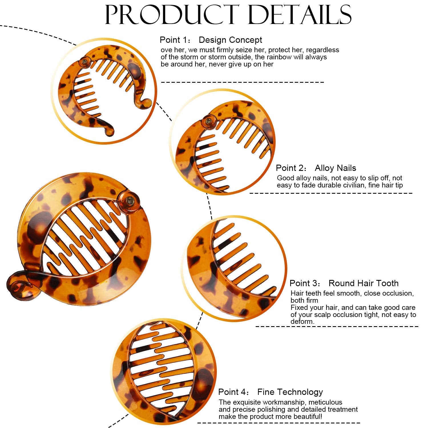 WILLBOND 6 Pieces Banana Hair Clips Banana Hair Combs Fishtail Hair Clip Combs Resin Banana Fish Grips for Women Hair Accessories