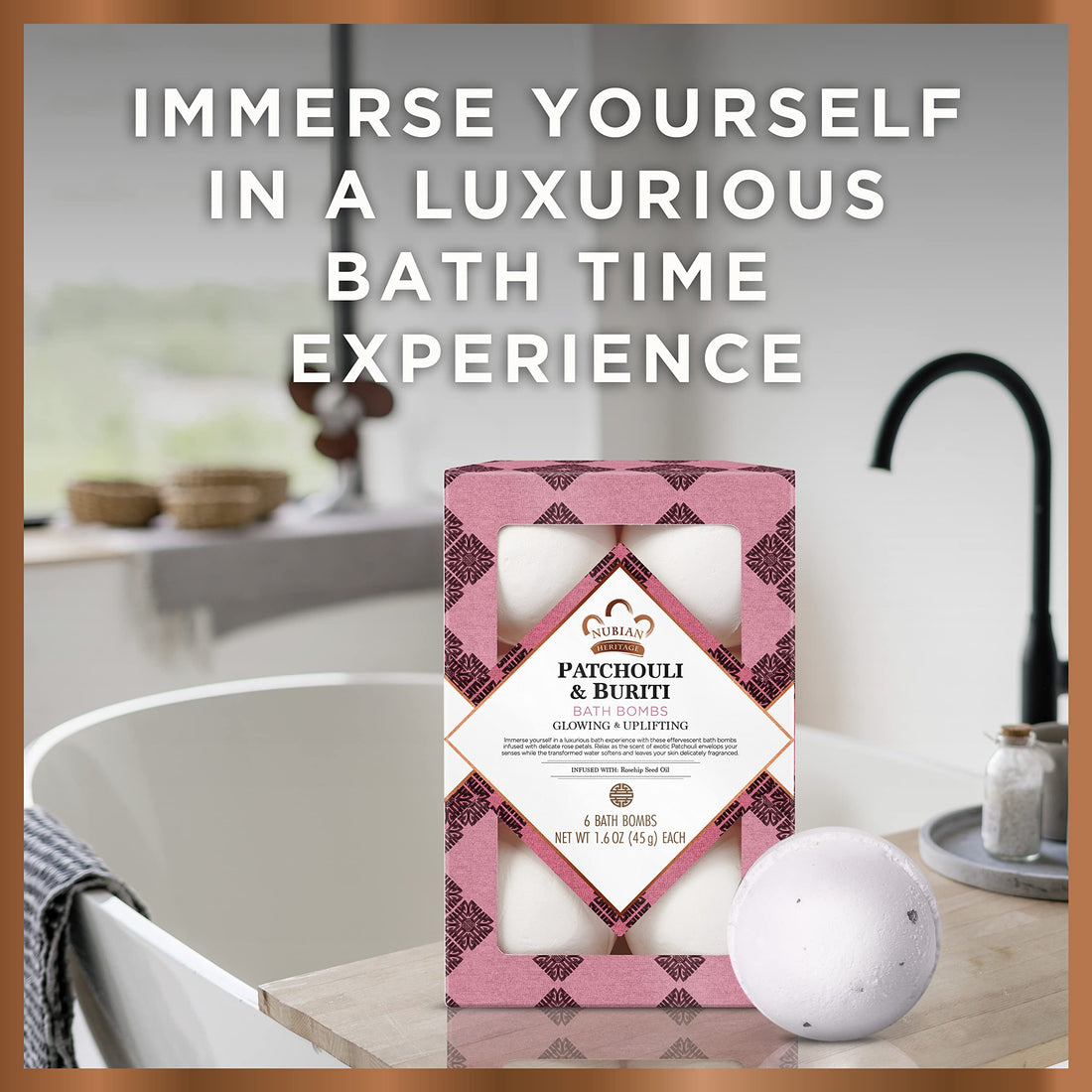 Nubian Heritage - Bath Bombs Patchouli & Buriti With Rose Hips 6 Count 179580