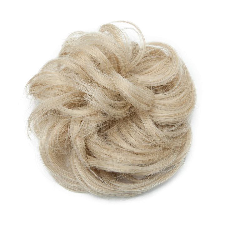 Benehair Hair Bun Hairpiece Scrunchy Updo Hair Pieces Fluffy Scrunchies Donut Top Knot Hairpiece Synthetic Curly Wavy Messy Chignons with Elastic Rubber Band Hickory Brown-Thicker 1pc 35g
