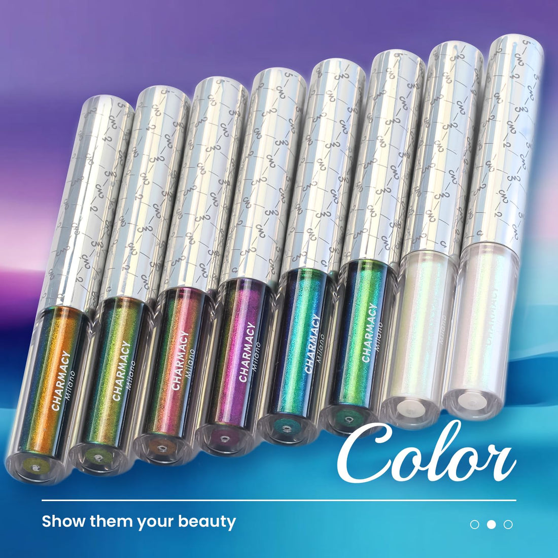 CHARMACY Chameleon Glitter Liquid Eyeliner, Metallic Shade Color Shift Eye Liner, Highly Pigmented, 24H Long-Lasting, Waterproof and Anti-Smudge, Ultra-Fine Tip, PURPLE GOLD INDIGO 904