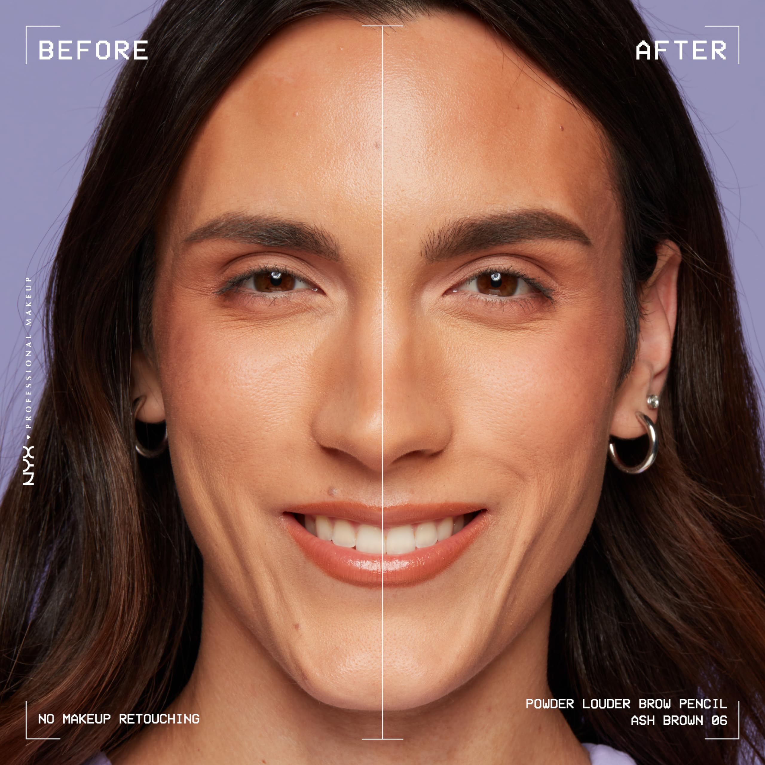 NYX PROFESSIONAL MAKEUP Powder Louder Eyebrow Pencil, Brow Pencil with Buildable Volume For Up To 12HR Wear, Vegan Formula - Ash Brown