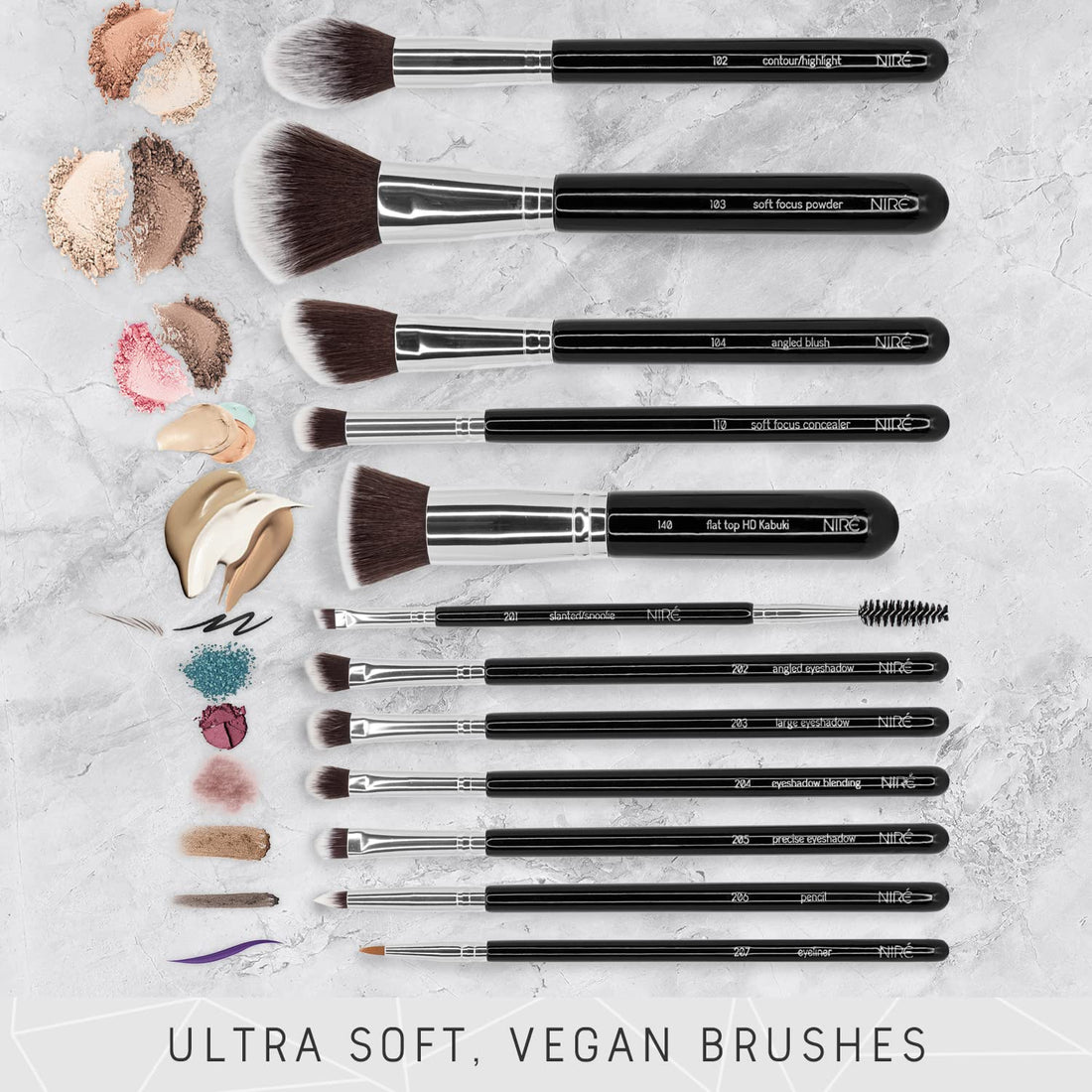 NirÃƒ© Beauty 15piece Award Winning Professional Makeup Brush Set: Makeup Brushes with Case, Beauty Blender, Brush Cleaner, Guide, Gift Box
