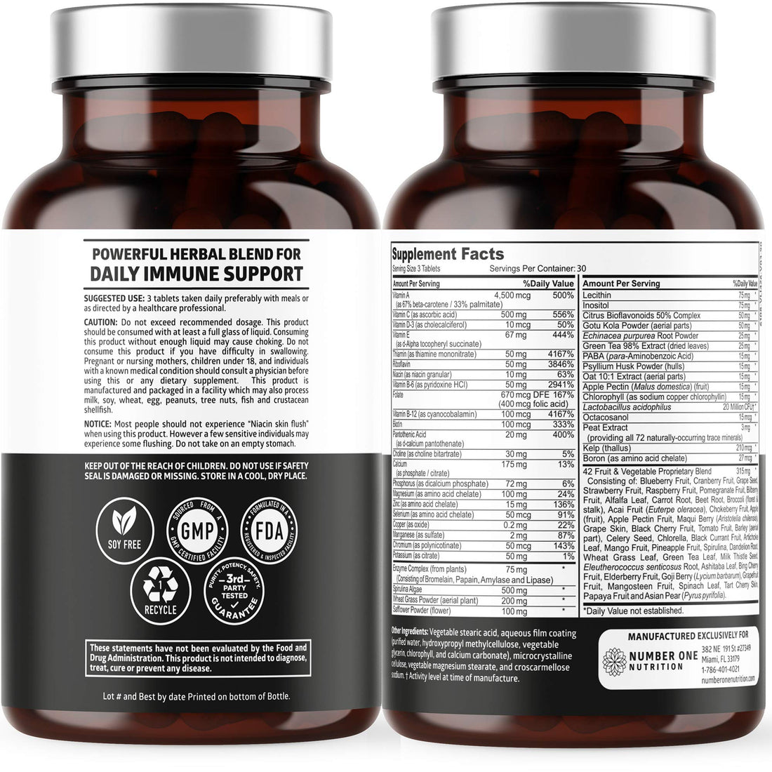 N1N Premium Plant Based Multivitamin [42 Powerful Ingredients] Men & Women Daily Multivitamins with Raw Veggies and Fruits, Probiotics, Alfalfa, Echinacea, Spirulina and Digestive Enzymes, 90 Tablets