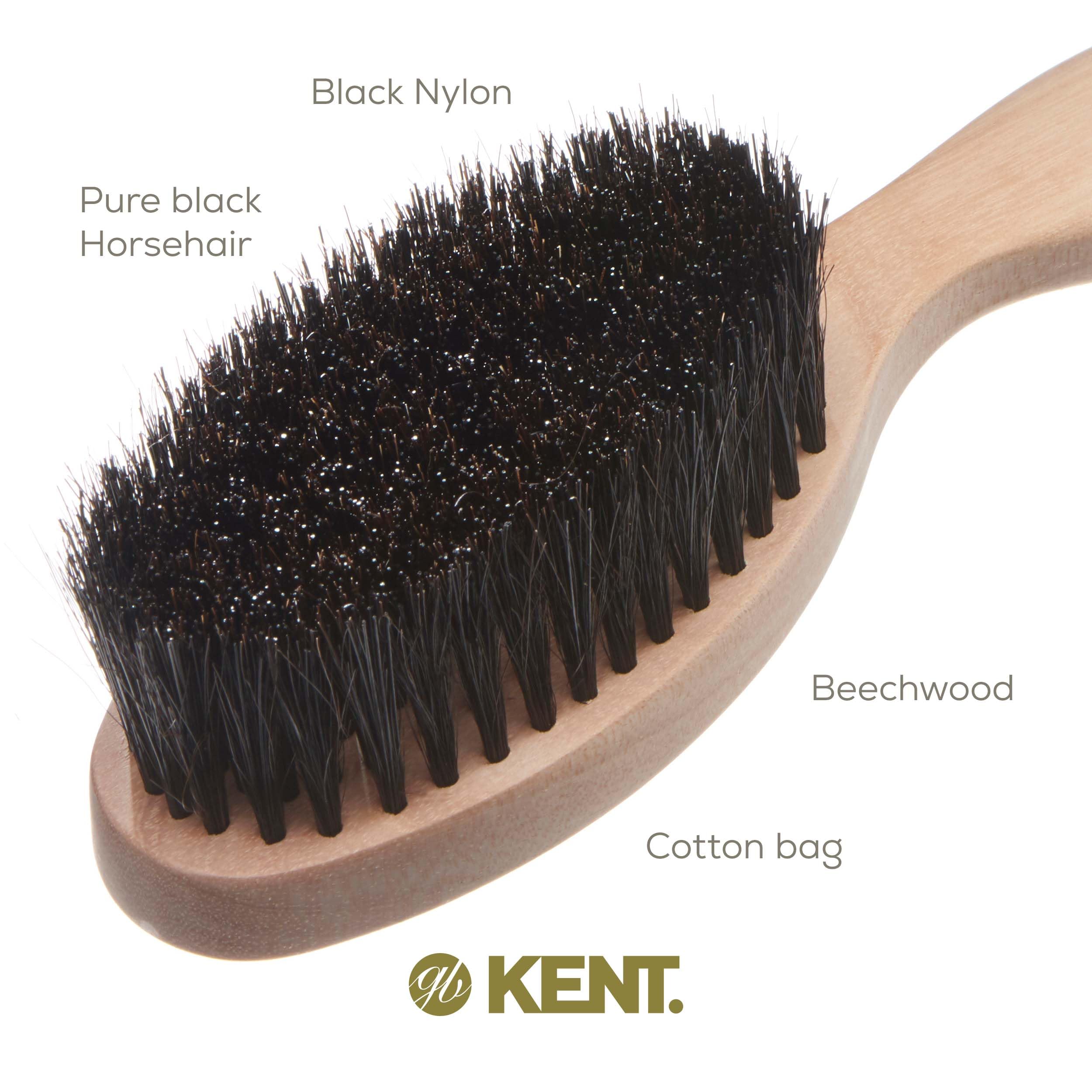 Kent BRD5 Monster Beard Brush - The Softest Men& Mustache and Beard Brush. Hand Blended Horse Hair and Nylon Bristles for Shaping, Grooming and Styling. Perfect Gift for Men. For Home or Travel.