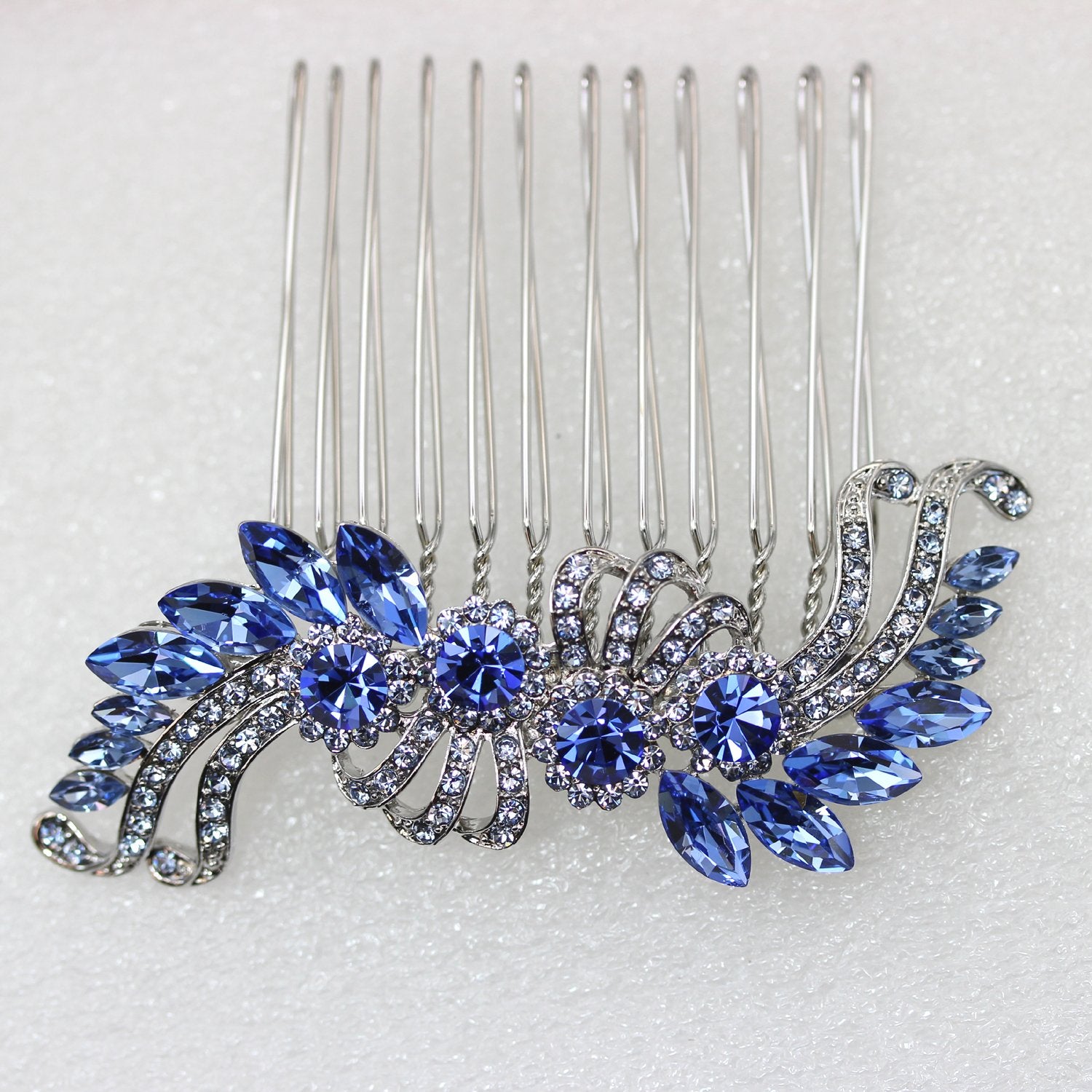 Faship Blue Crystal Hair Comb
