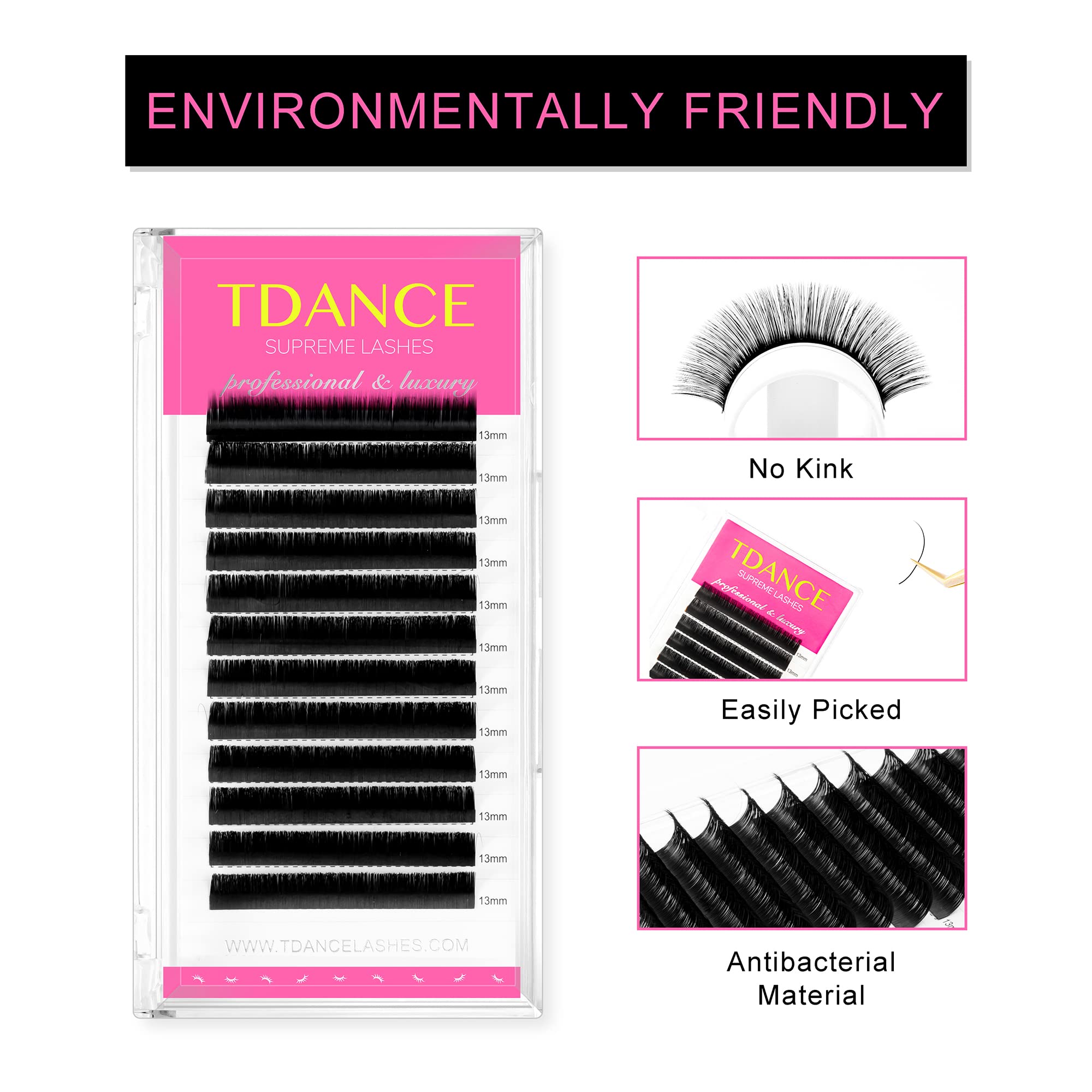 C-0.05, Length 14Mm: Tdance Premium C Curl 8-18Mm Semi Permanent Individual Eyelash Extensions 0.05-0.25Mm Thickness False Mink Silk Volume Lashes Extensions Professional Salon U