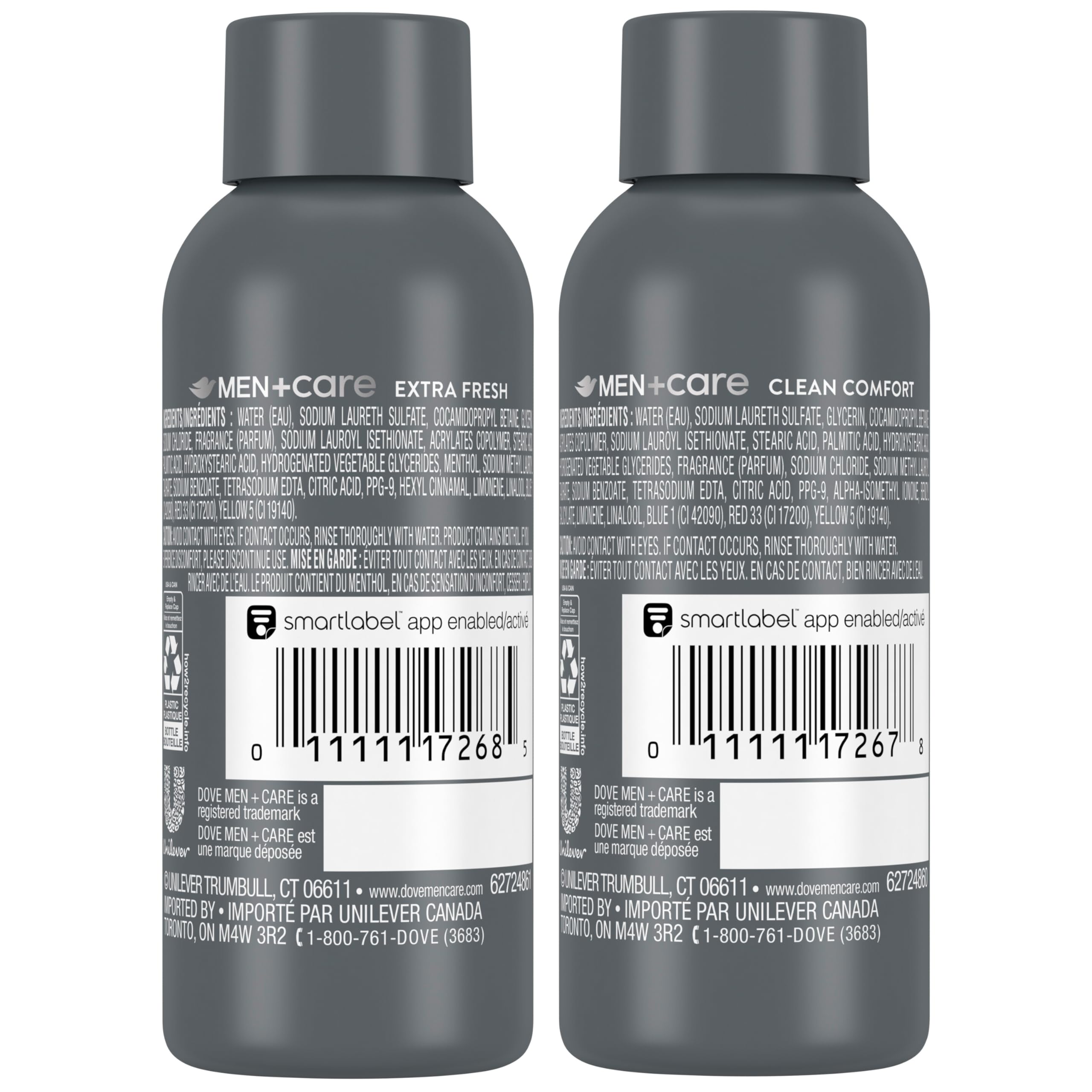 DOVE MEN + CARE Body & Face Wash Variety 2-Pack –Extra Fresh + Clean Comfort, Travel Essentials, 3 Oz Ea