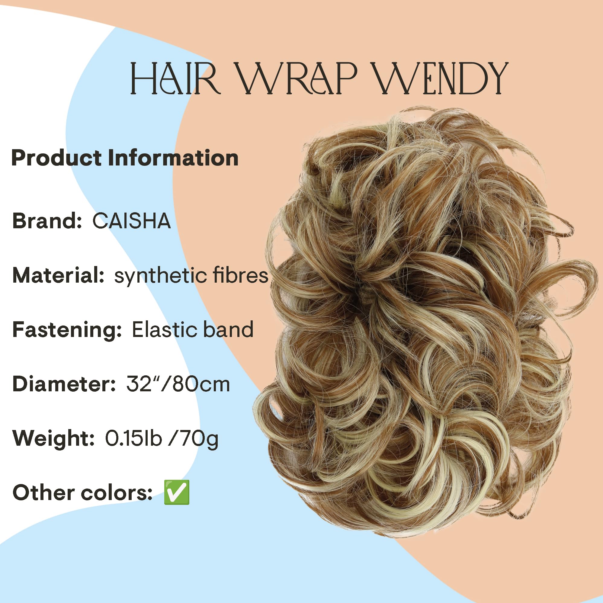Prettyshop Hairpiece Light Brown Blonde Mix #6H613 Hw34: Prettyshop Xxxl Hairpiece Hair Wrap Scrunchie Scrunchy Updos, Voluminous, Curly Messy Bun, Light Brown Blonde Mix #6H613 Hw34