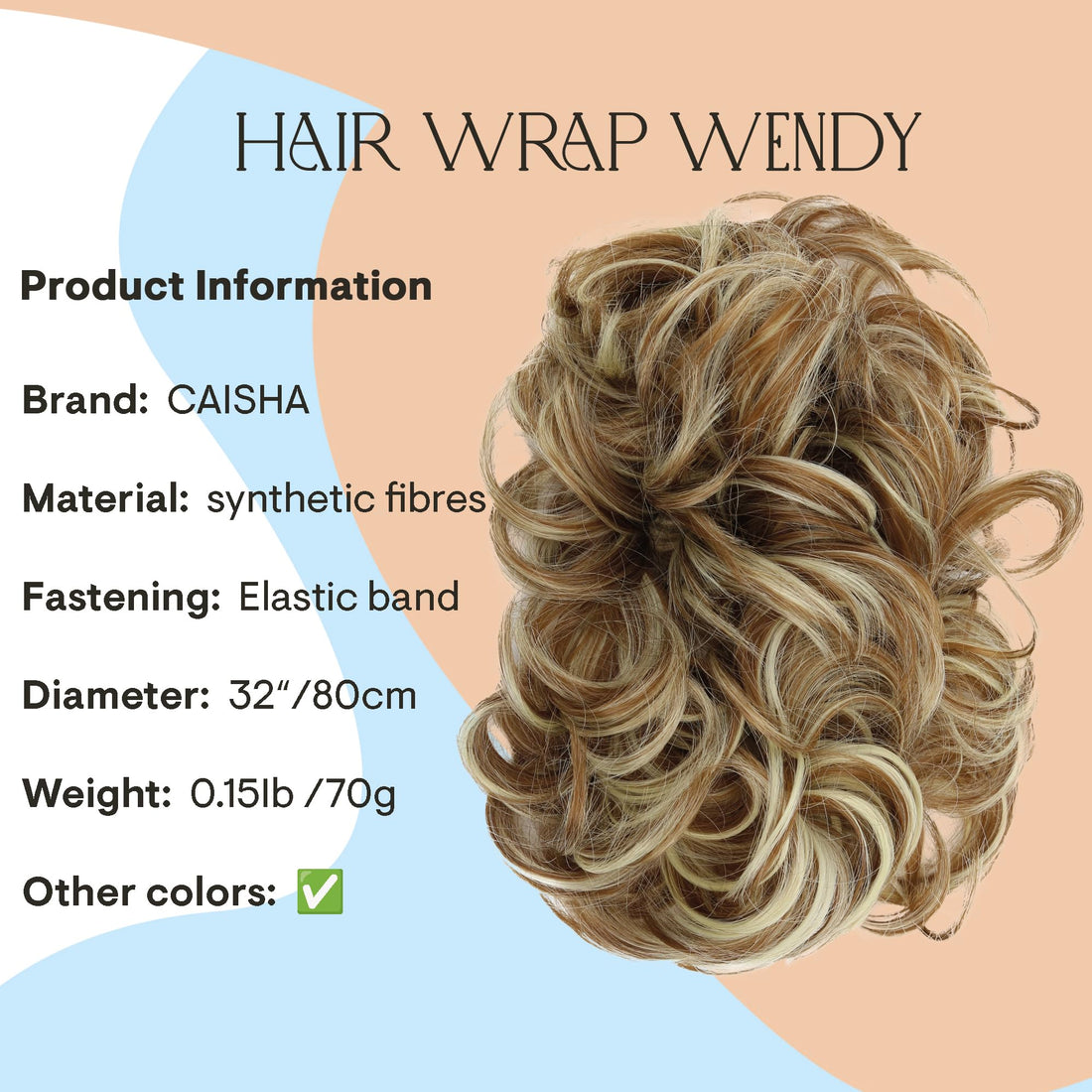 Prettyshop Hairpiece Light Brown Blonde Mix #6H613 Hw34: Prettyshop Xxxl Hairpiece Hair Wrap Scrunchie Scrunchy Updos, Voluminous, Curly Messy Bun, Light Brown Blonde Mix #6H613 Hw34