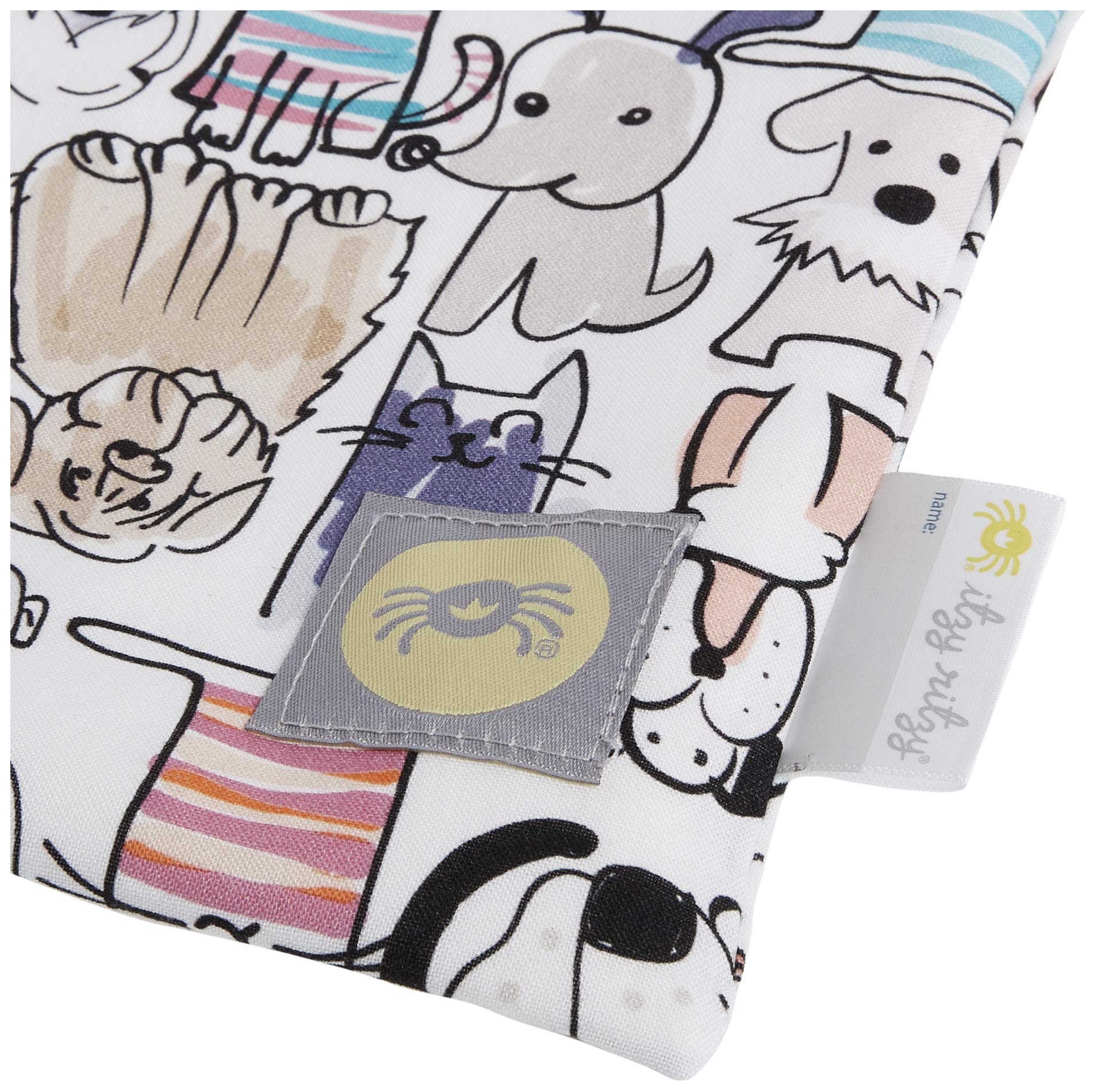 Itzy Ritzy Sealed Wet Bag with Handle – Wet Bag for Travel, Swimsuits, Cloth Diapers, Gym Clothes & Toiletries - Washable & Reusable with Water Resistant Lining - Measures 11” x 14” (Cats & Dogs)