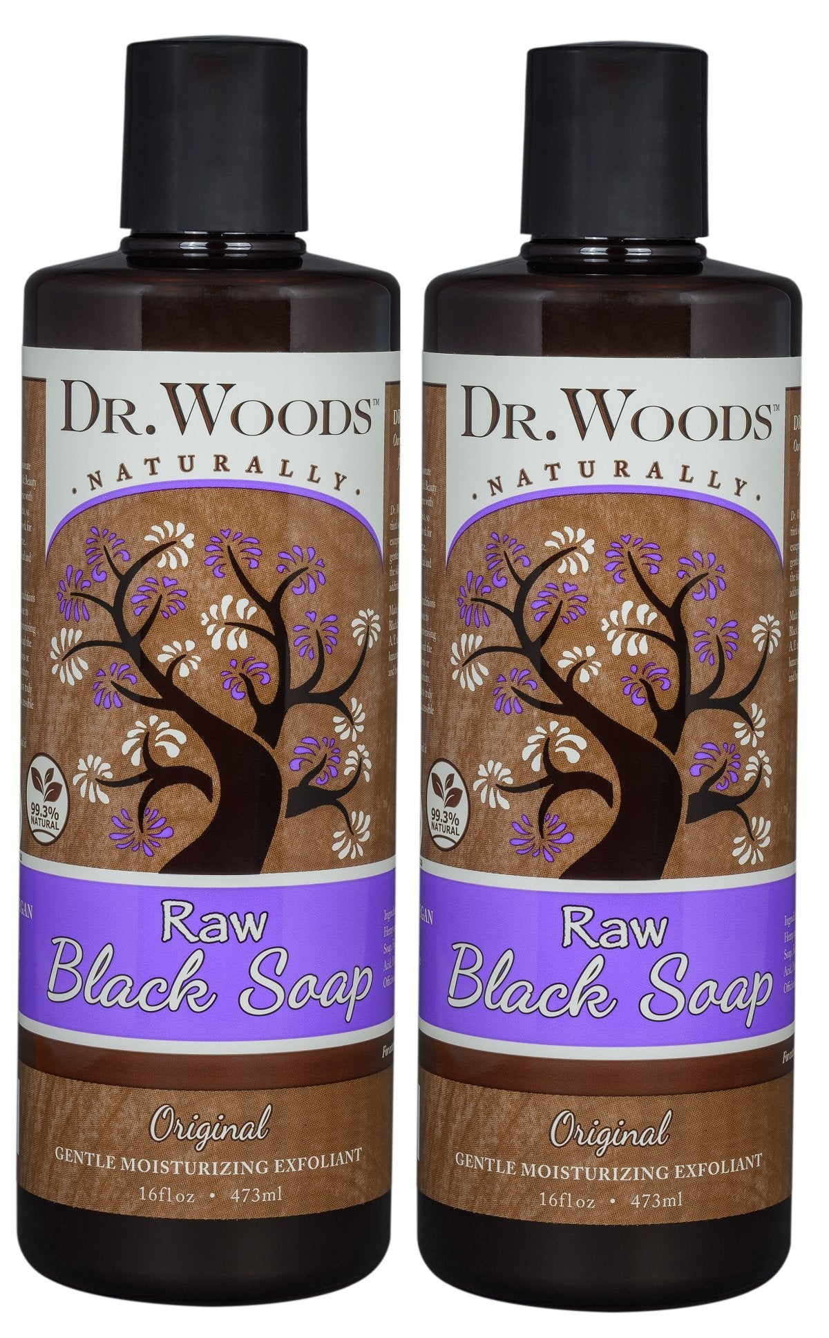 Dr. Woods Raw Black Moisturizing Liquid Castile Soap, 32 Ounce (16 oz (Pack of 2))
