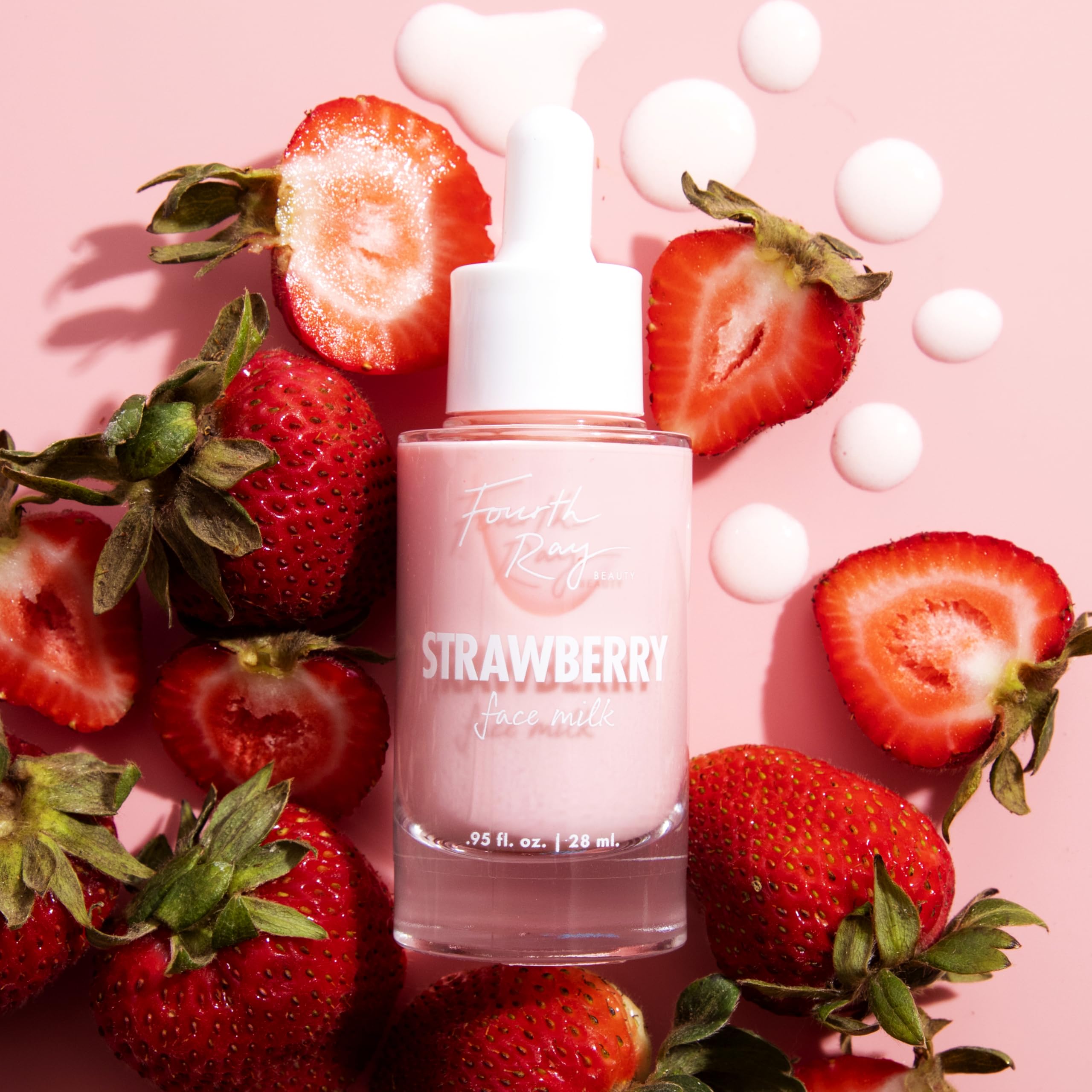 ColourPop Fourth Ray Beauty Strawberry Face Milk - Moisturizing Face Serum Infused with Strawberry Seed Oil, Marshmallow & Lotus Flower - Conditions Skin for a Healthier-Looking Complexion (1.0 oz)