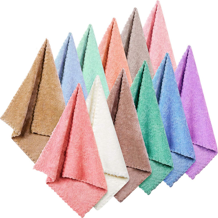 12 Pieces Face Makeup Remover Cloths Microfiber Wash Cloth Soft Fast Drying Facial Cleansing Cloth for Face, 12 x 12 Inch (Assorted Color)