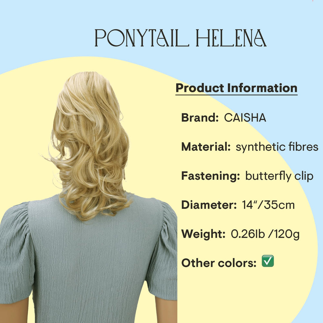 Prettyshop Hairpiece Light Blonde Mix H83: Prettyshop 14Hair Piece Ponytail Extension Straight Light Curled Nature Looking Heat-Resisting Different Colors (Light Blonde Mix H83)