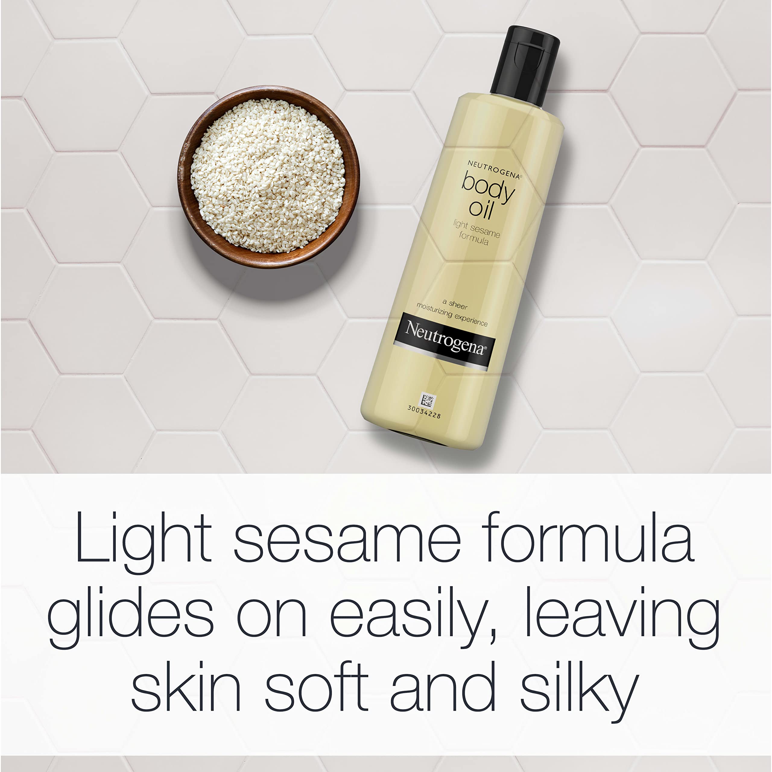 Neutrogena Body Oil Light Sesame Formula, Dry Skin Moisturizer & Hydrating Body Massage Oil for Radiant & Healthy Looking Glow, Nourishing Oil for Sheer Moisture, 16 fl. oz, 2 Pack