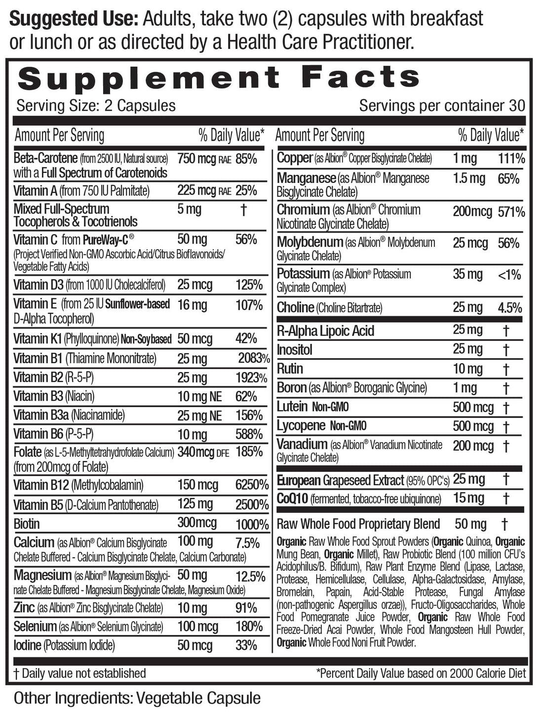 EMERALD LABS Complete Premium Multi - Multivitamin for Digestive & Immune Support with Vitamin C as PureWay-C, B Vitamin Complex, Albion Chelated Zinc & More - 60 Vegetable Capsules (30-Day Supply)