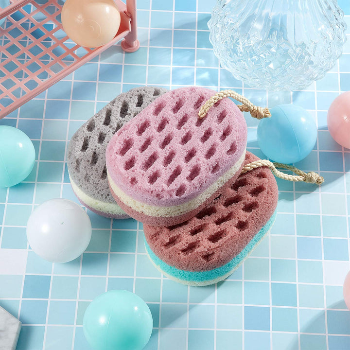 Boao 5 Pieces Soft Bath Sponge Gentle Soothing Body Sponge Natural Fiber Exfoliating Shower Sponge for Women Men Kids, Random Color